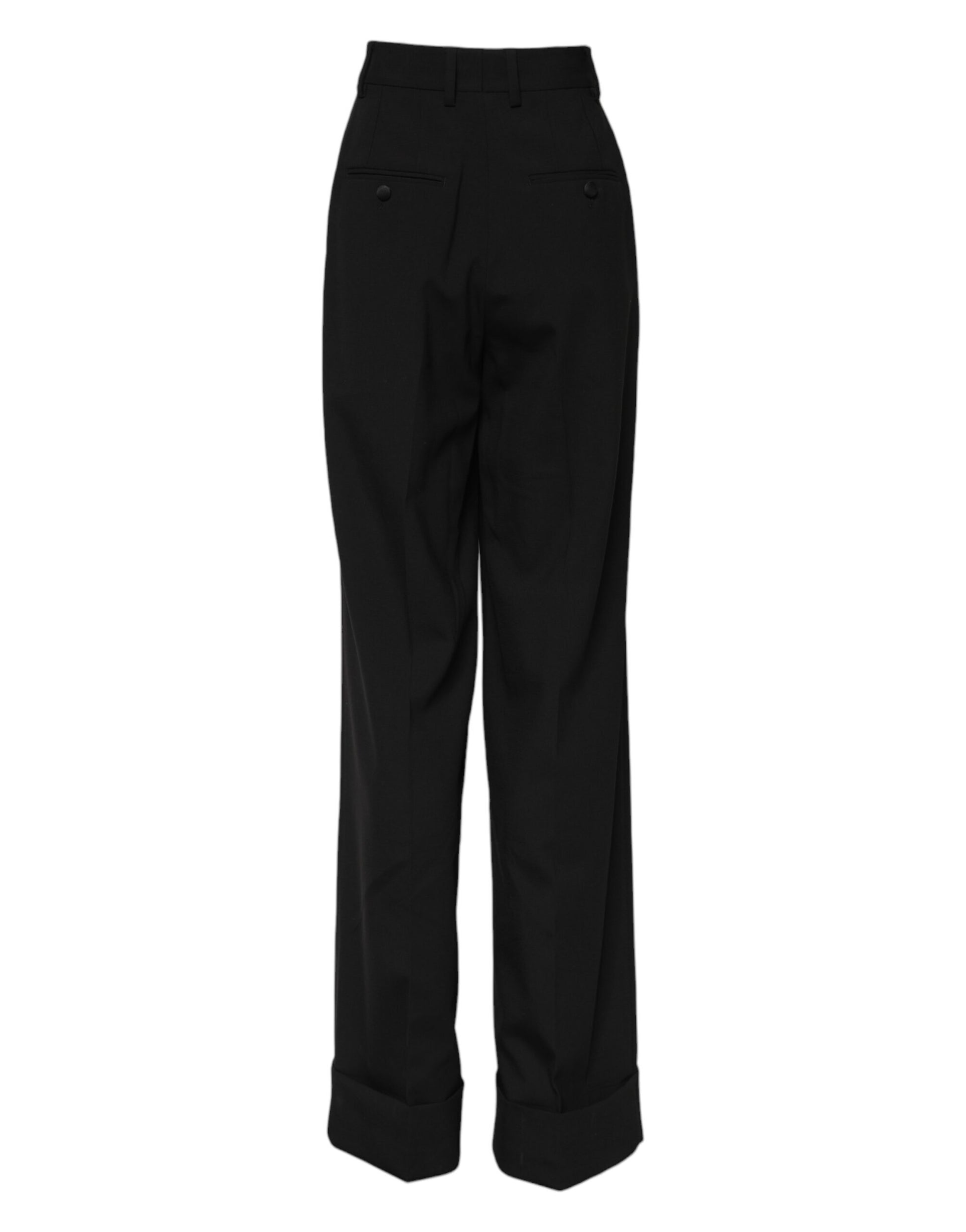 Pantalon habillé taille haute en laine noire Dolce &amp; Gabbana 
