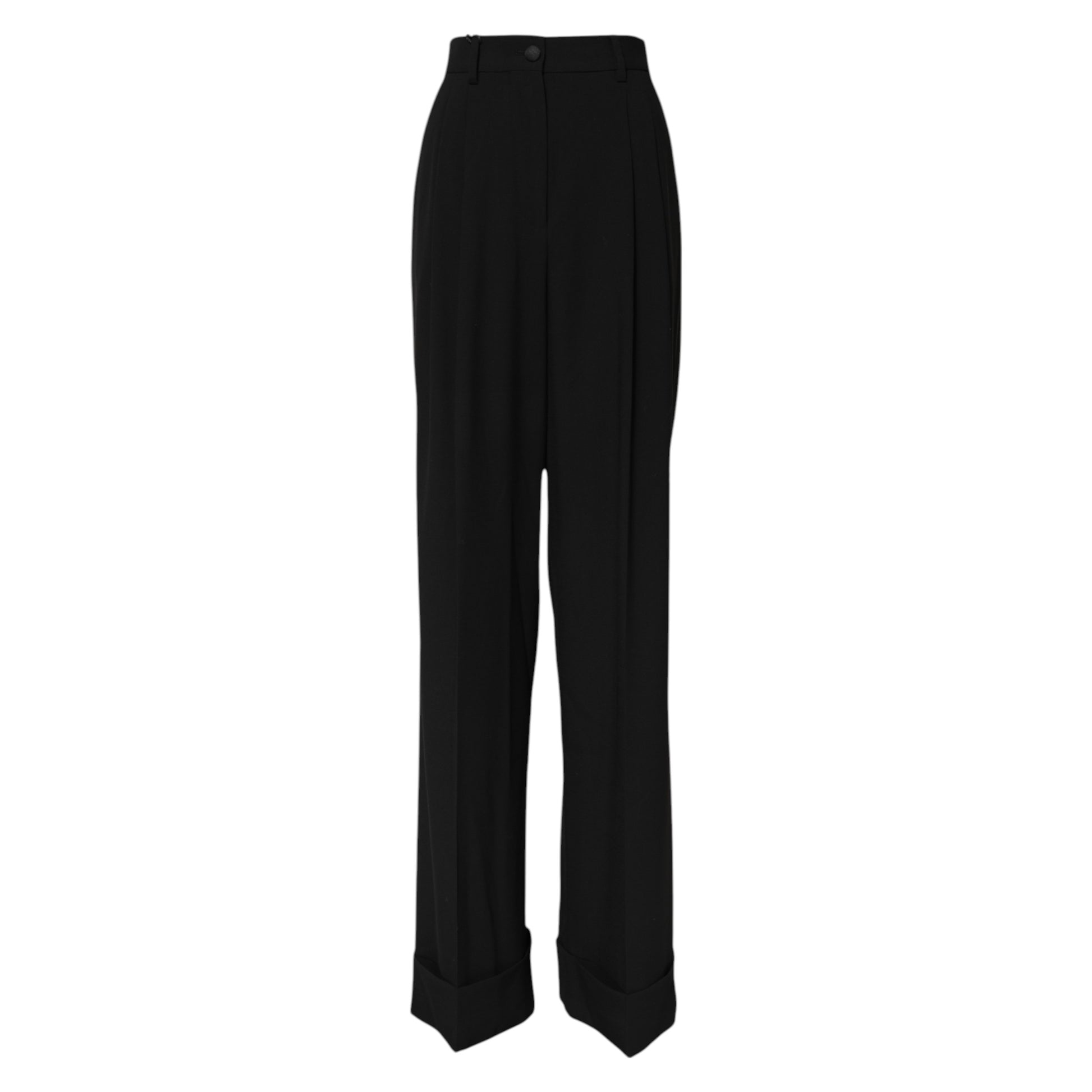 Pantalon habillé taille haute en laine noire Dolce &amp; Gabbana 