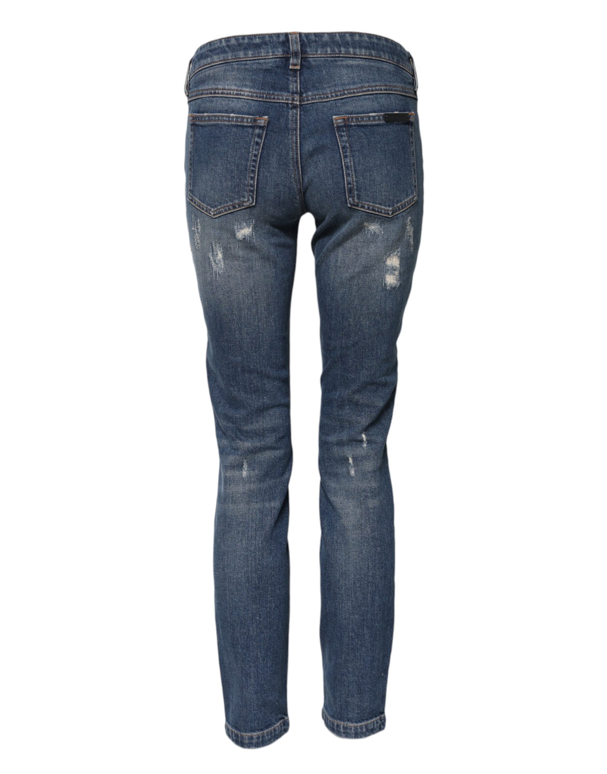 Jean skinny Dolce &amp; Gabbana bleu avec broderie Play Card 