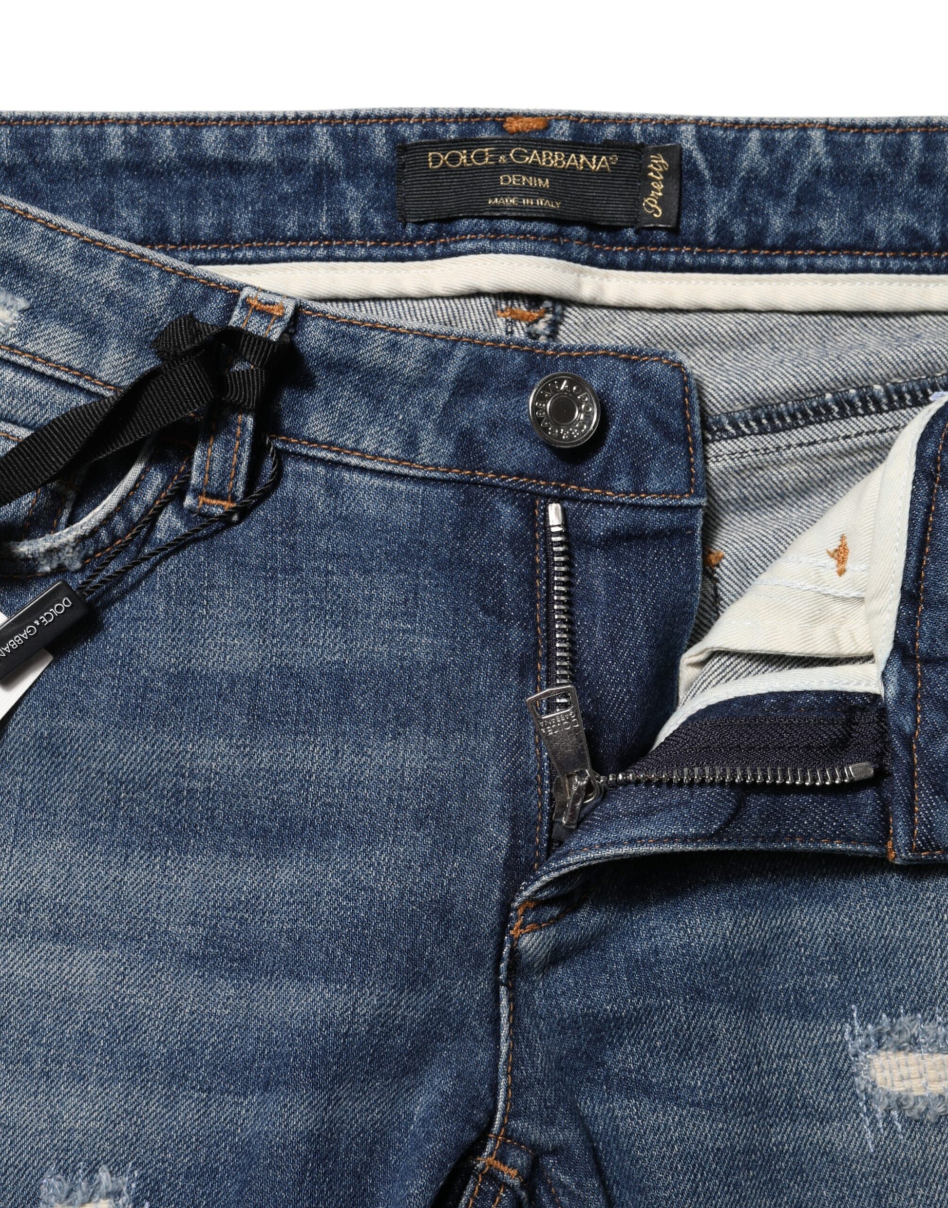 Jean skinny Dolce &amp; Gabbana bleu avec broderie Play Card 