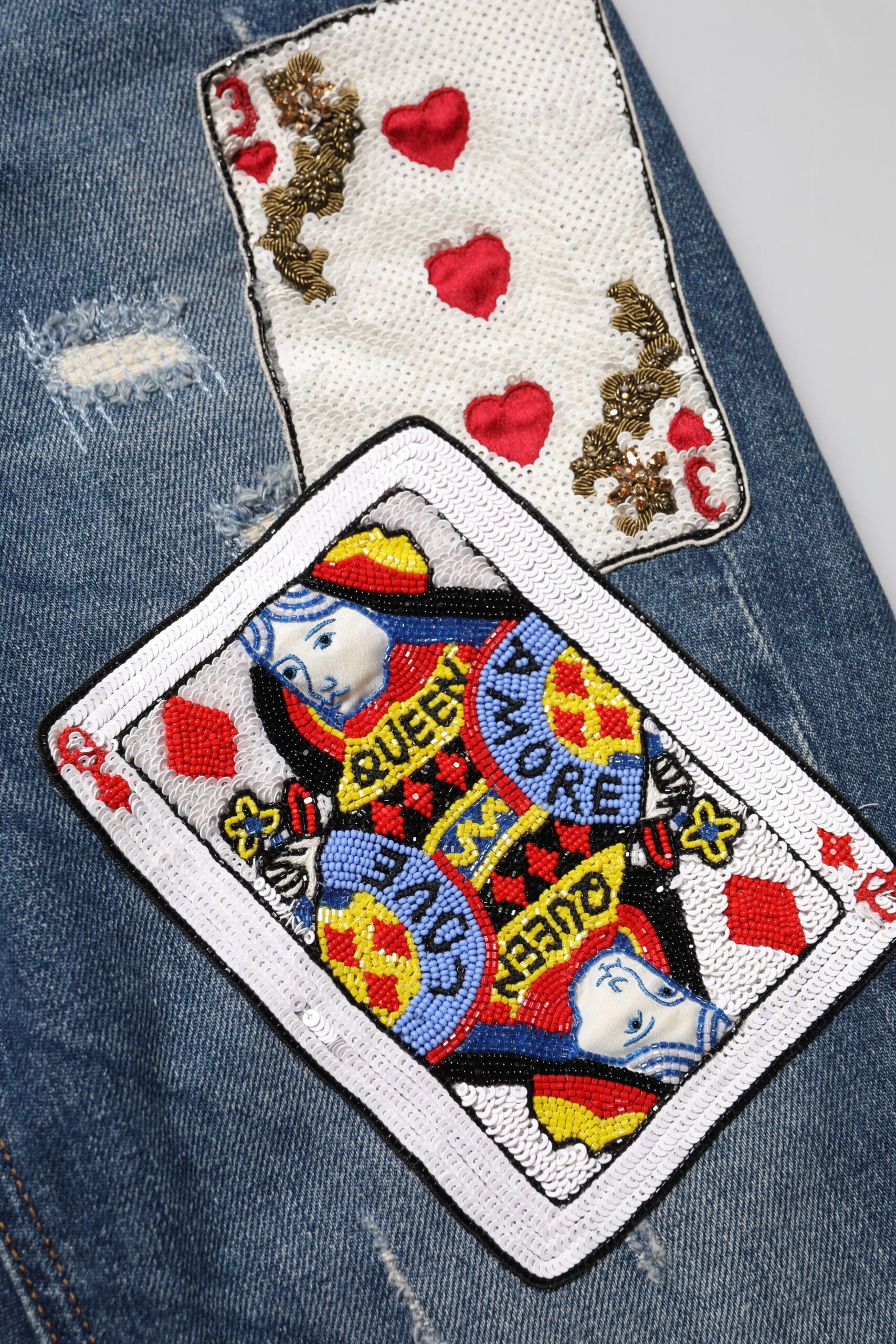 Jean skinny Dolce &amp; Gabbana bleu avec broderie Play Card 