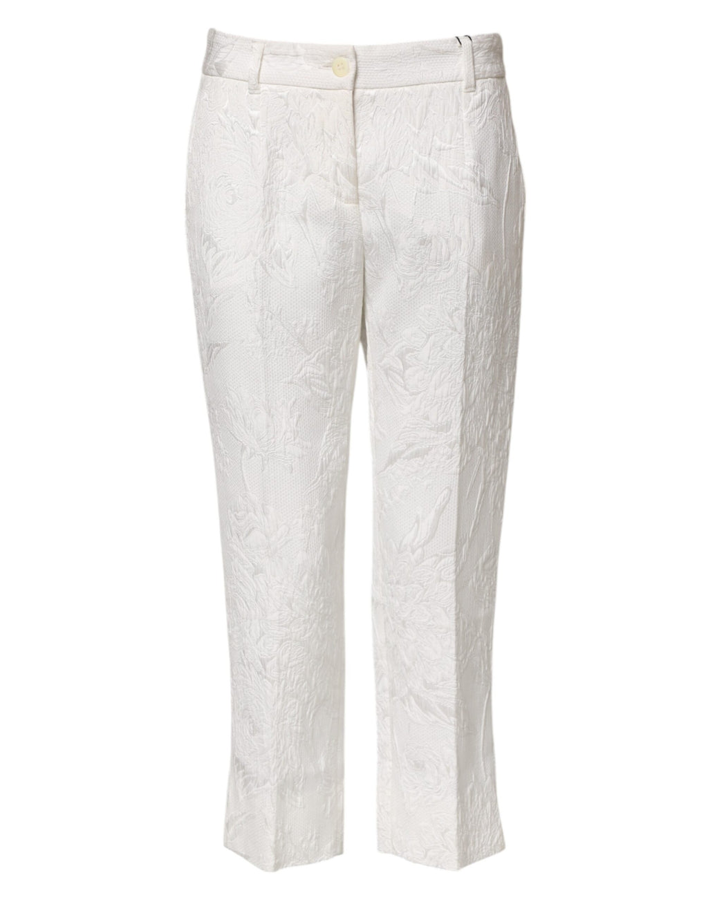 Pantalon en jacquard de coton blanc à fleurs Dolce &amp; Gabbana 