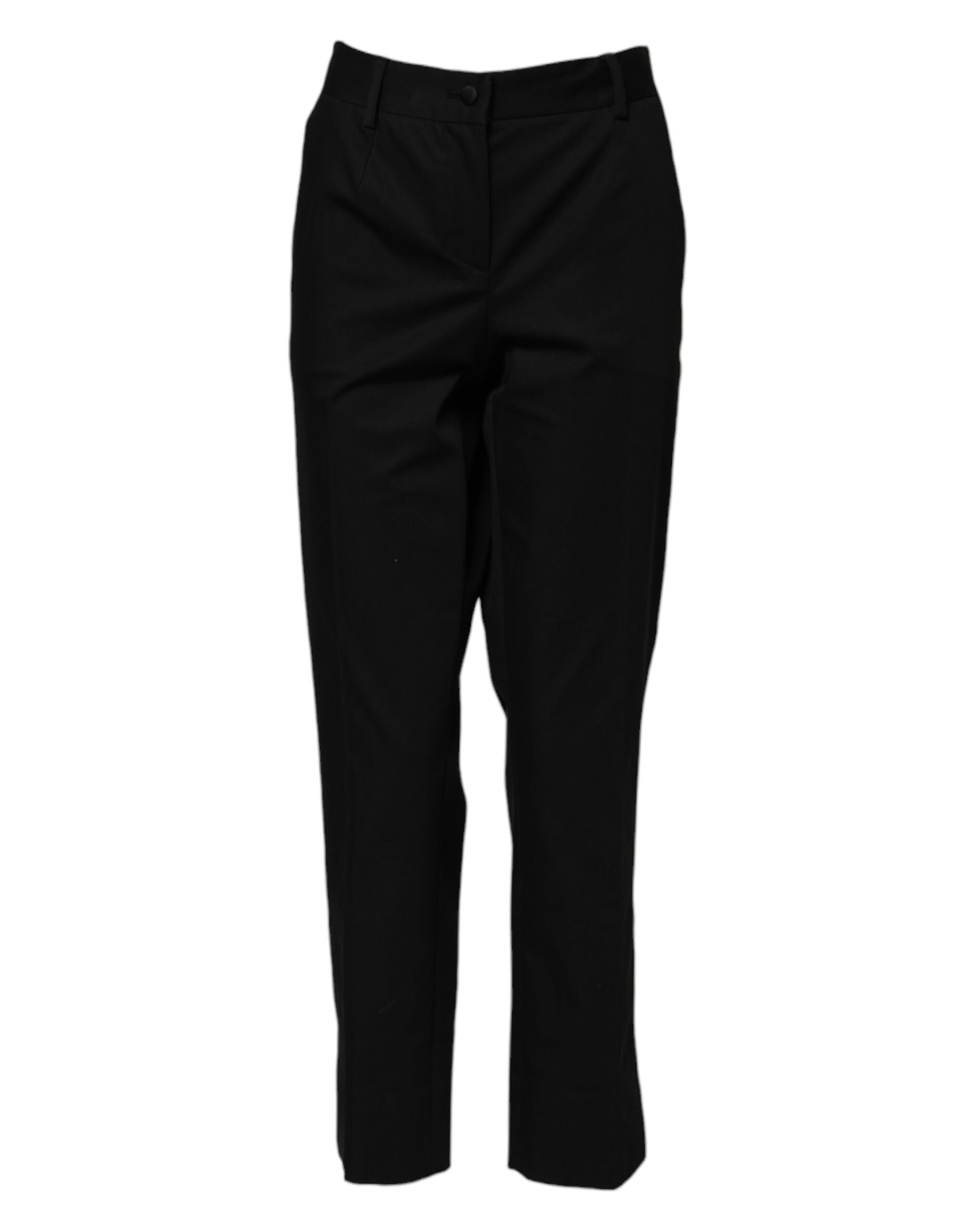 Pantalon habillé taille haute en coton noir Dolce &amp; Gabbana 