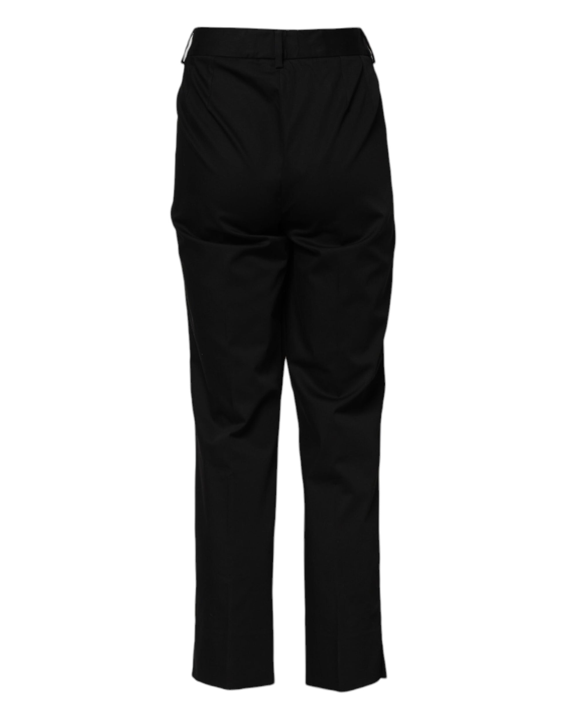 Pantalon habillé taille haute en coton noir Dolce &amp; Gabbana 