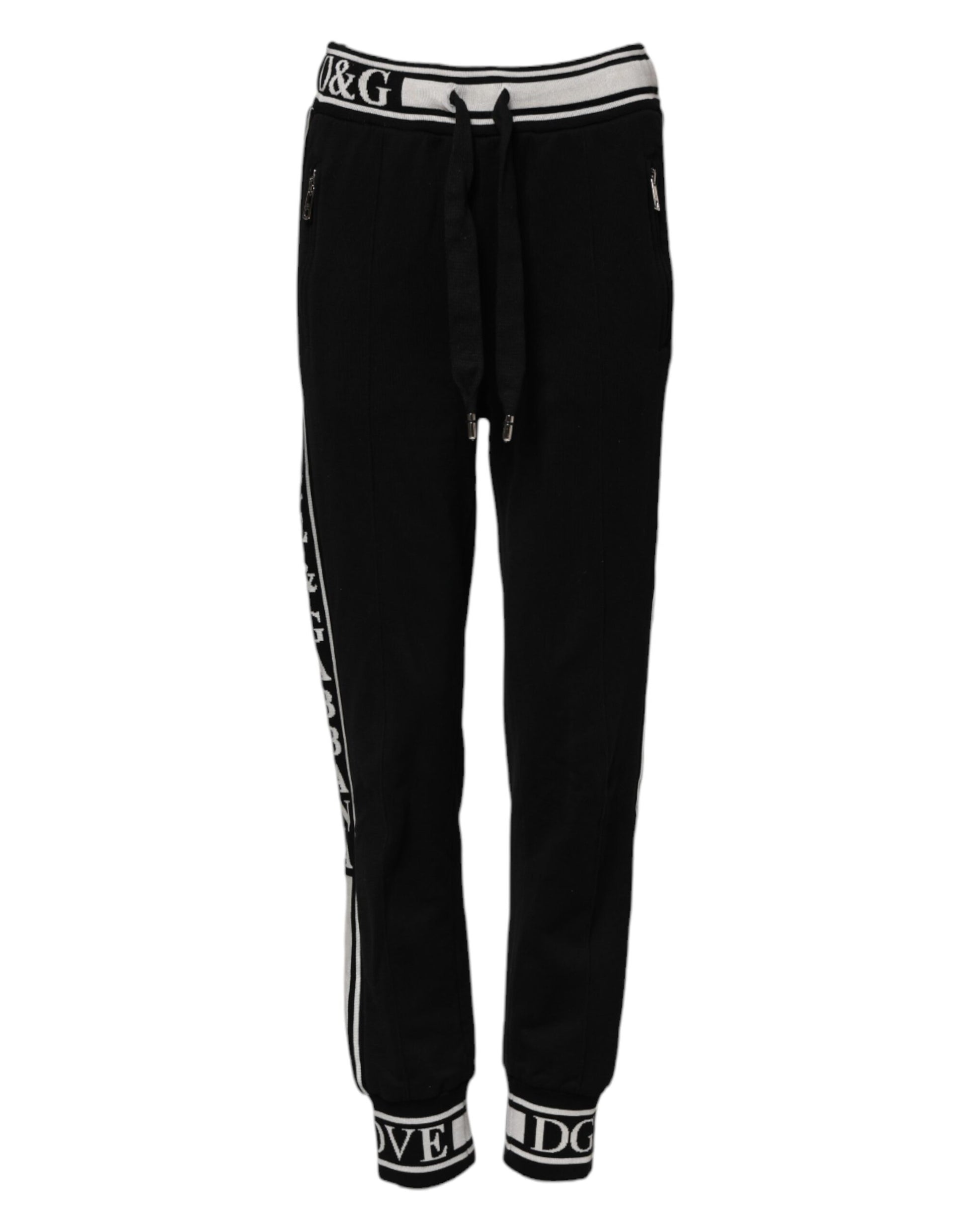 Pantalon de jogging en coton noir avec logo Dolce &amp; Gabbana 