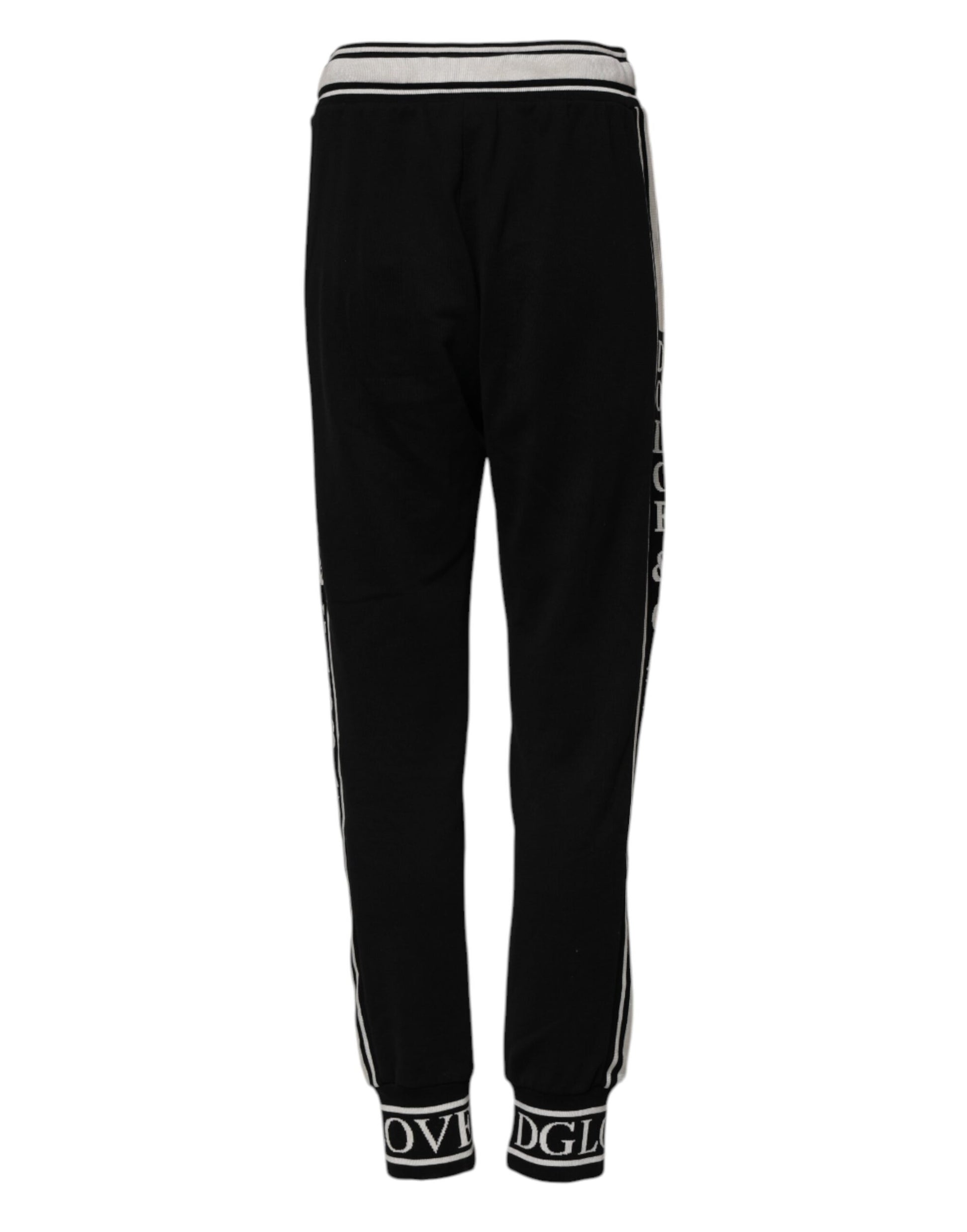 Pantalon de jogging en coton noir avec logo Dolce &amp; Gabbana 