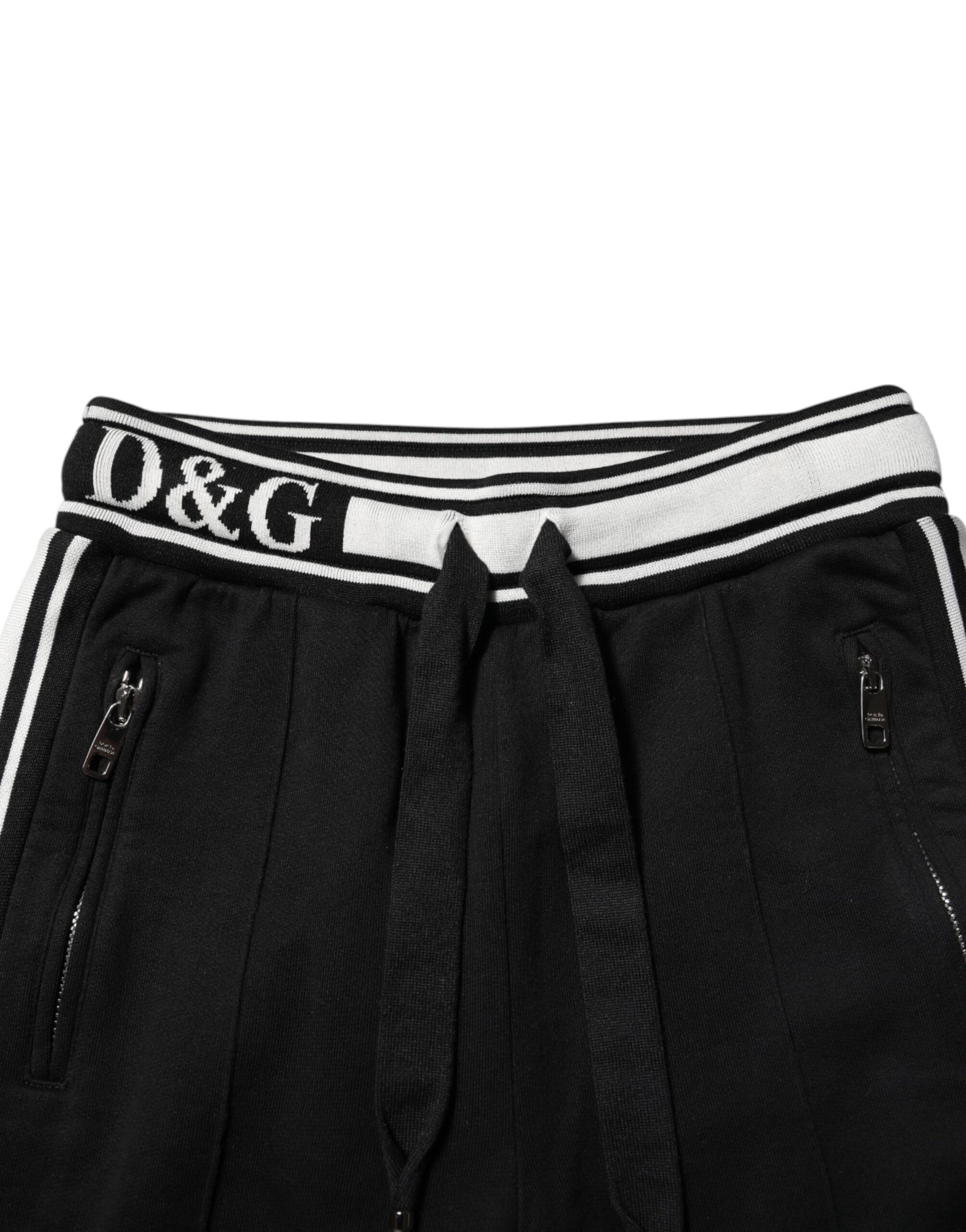 Pantalon de jogging en coton noir avec logo Dolce &amp; Gabbana 