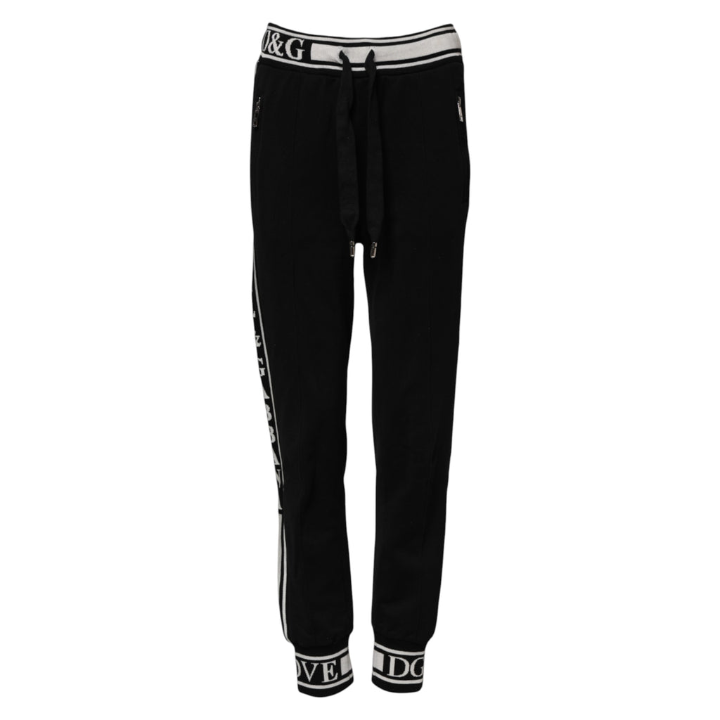 Pantalon de jogging en coton noir avec logo Dolce &amp; Gabbana 