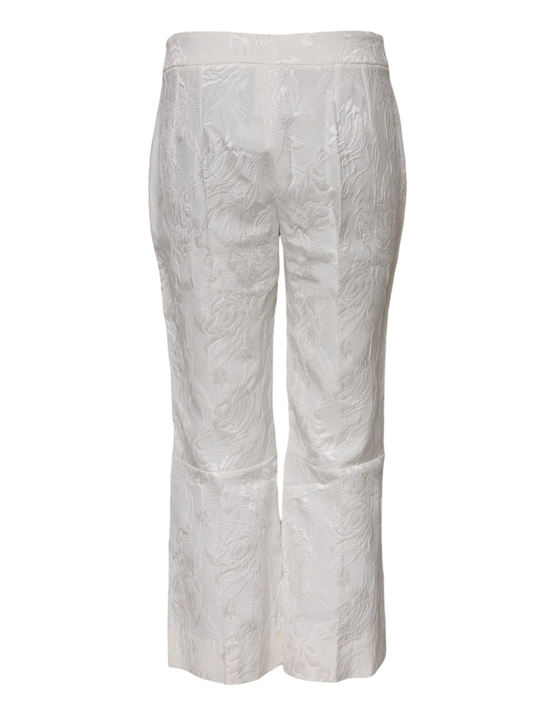 Pantalon en jacquard de coton blanc à fleurs Dolce &amp; Gabbana 