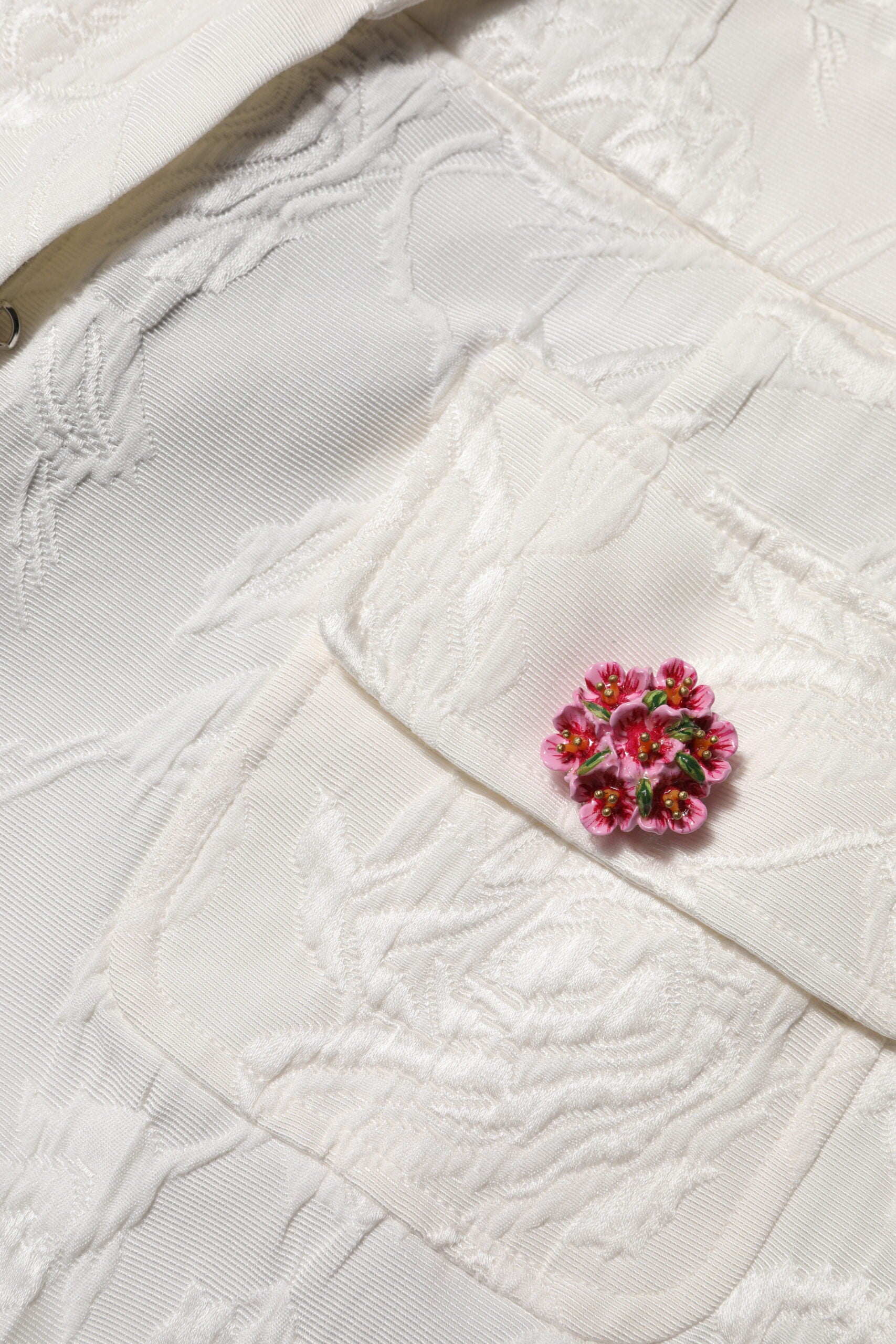 Pantalon en jacquard de coton blanc à fleurs Dolce &amp; Gabbana 