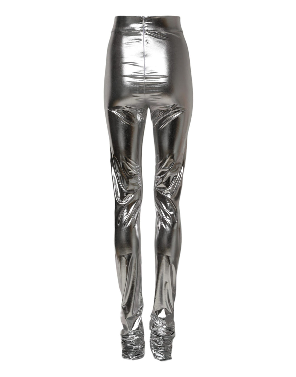Pantalon legging slim en polyester métallisé argent Dolce &amp; Gabbana 