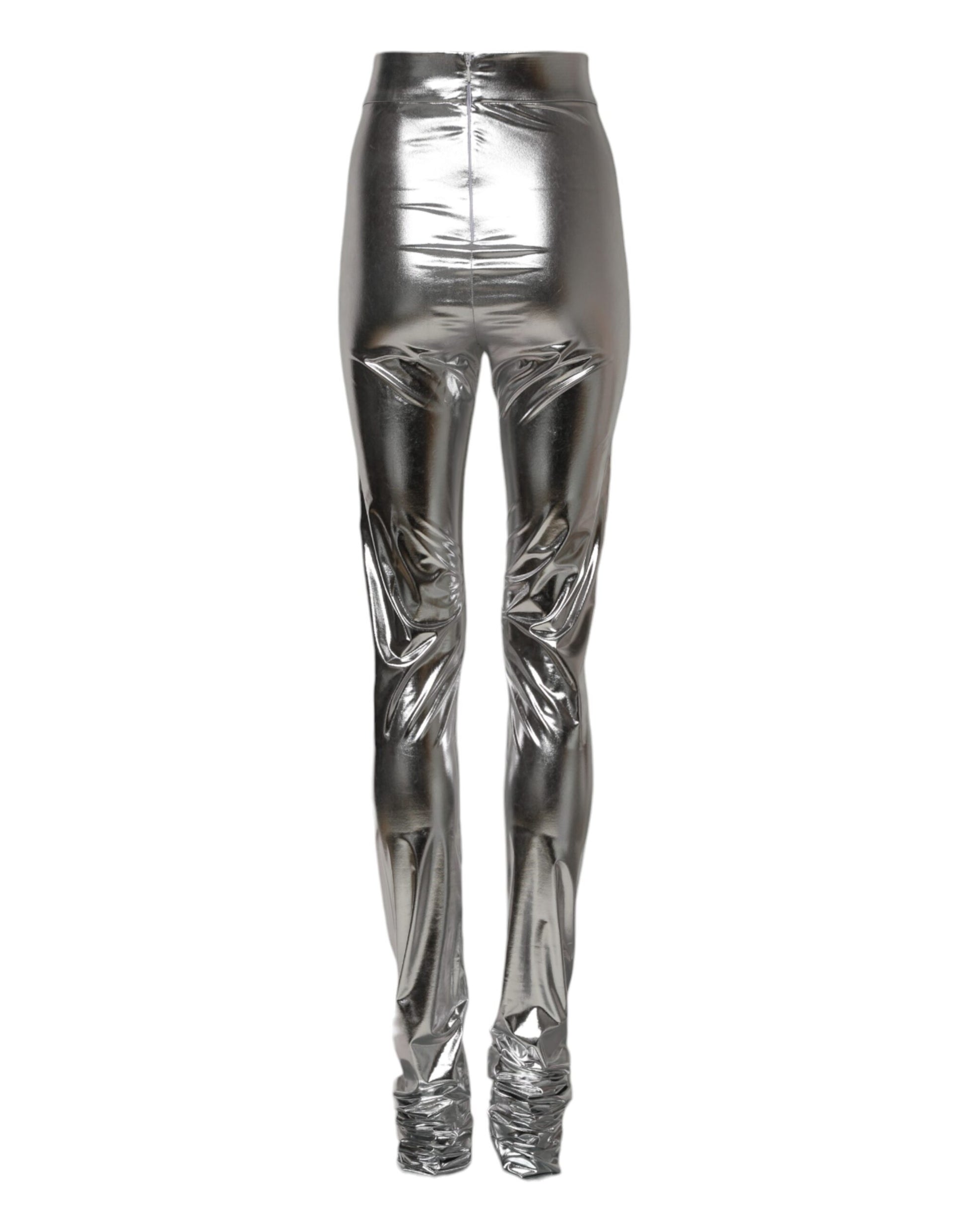 Pantalon legging slim en polyester métallisé argent Dolce &amp; Gabbana 
