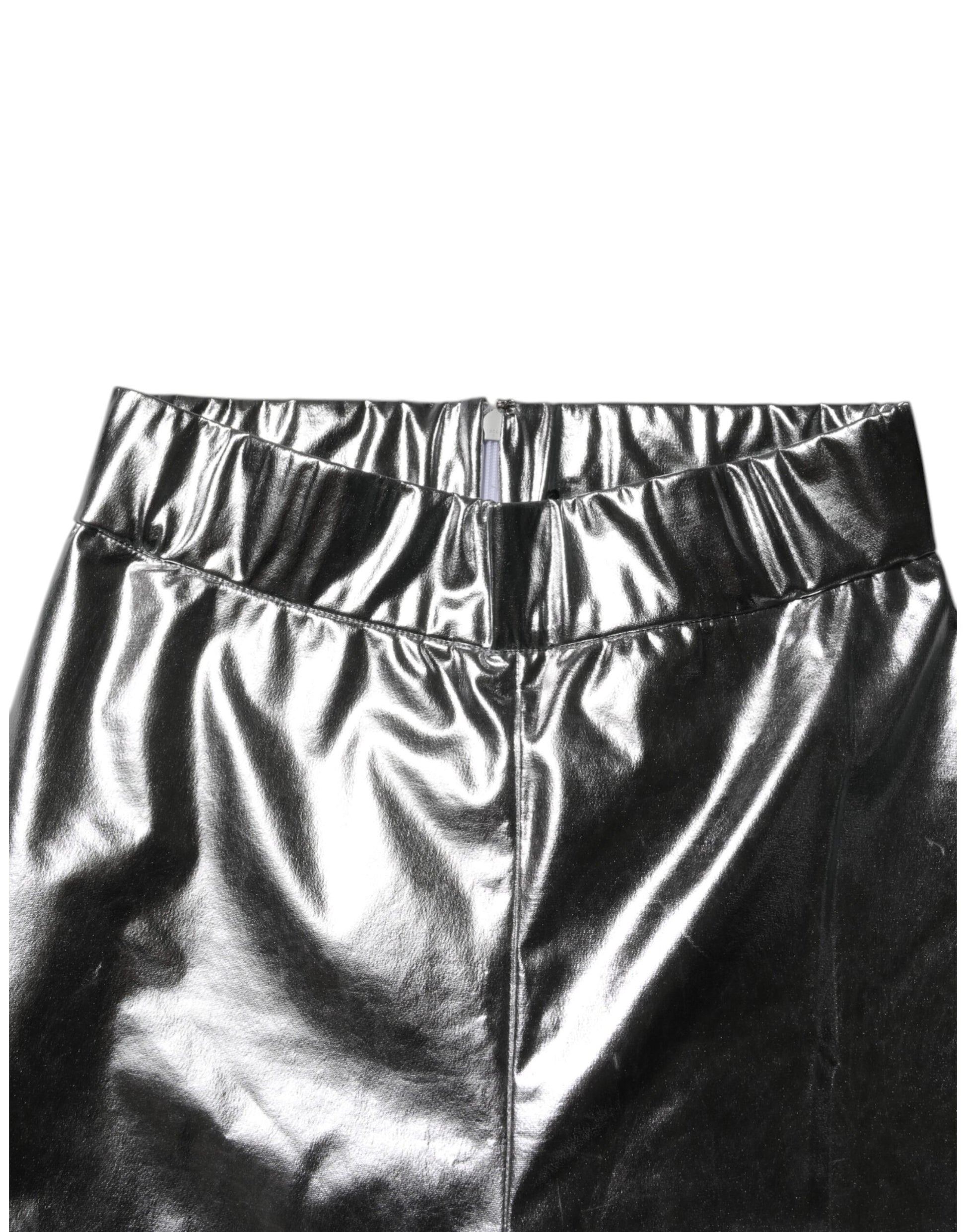 Pantalon legging slim en polyester métallisé argent Dolce &amp; Gabbana 