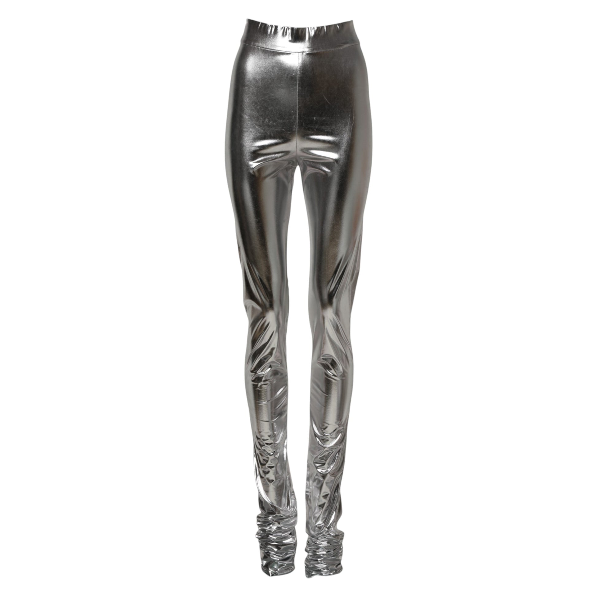 Pantalon legging slim en polyester métallisé argent Dolce &amp; Gabbana 