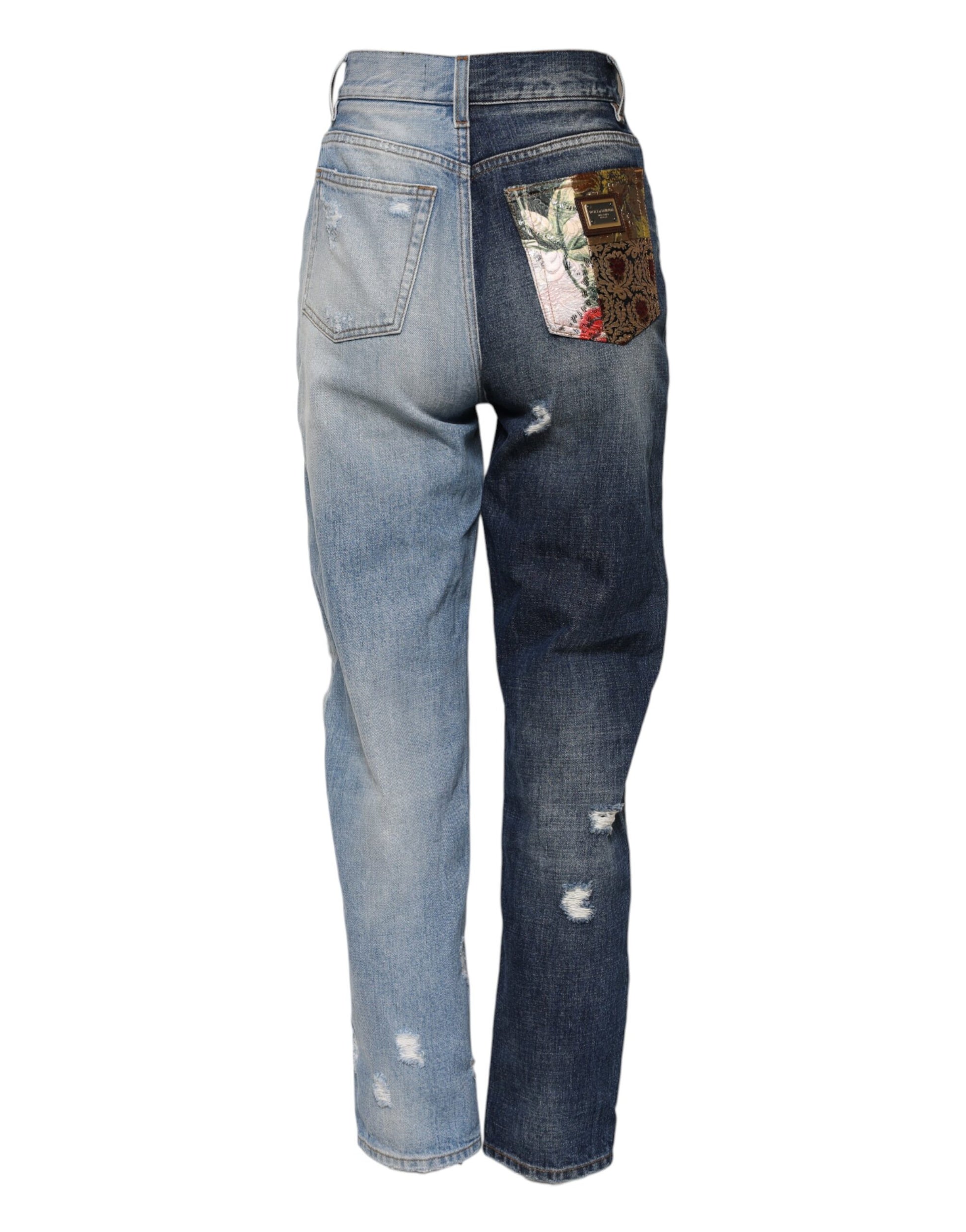 Jean fuselé en denim patchwork multicolore Dolce &amp; Gabbana 