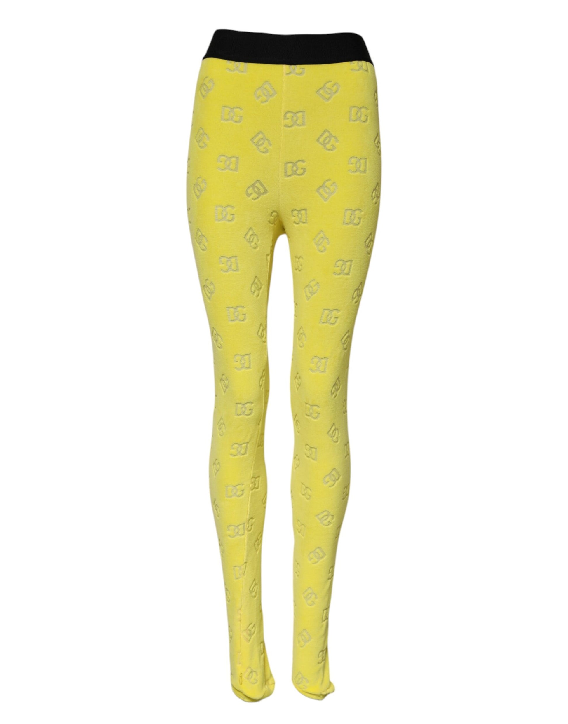 Pantalon legging slim à logo jaune Dolce &amp; Gabbana 