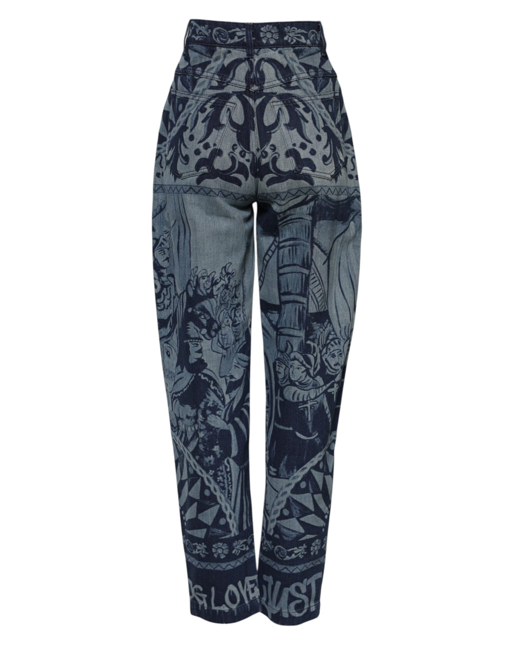 Jean fuselé en denim bleu à imprimé graphique Dolce &amp; Gabbana 
