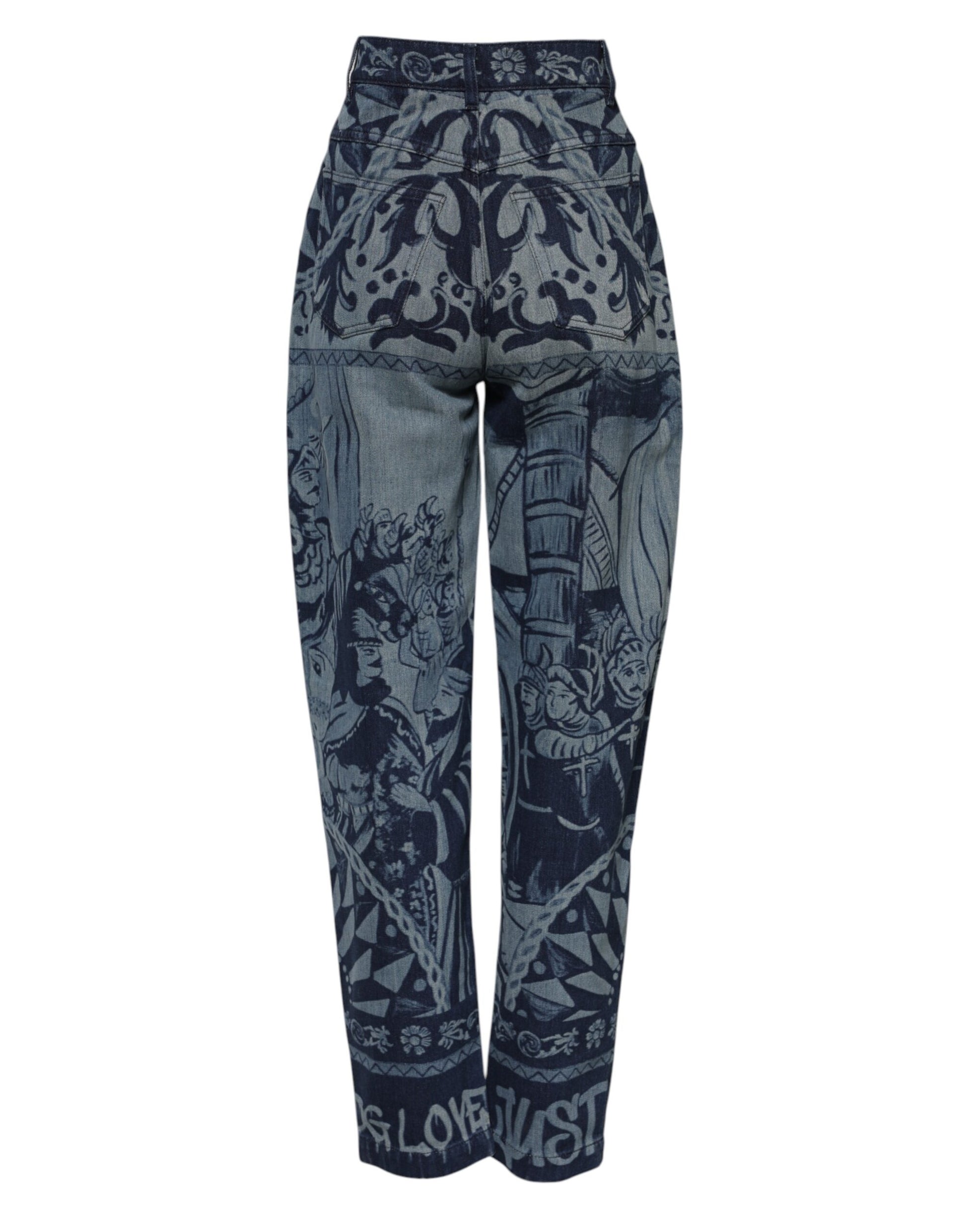 Jean fuselé en denim bleu à imprimé graphique Dolce &amp; Gabbana 