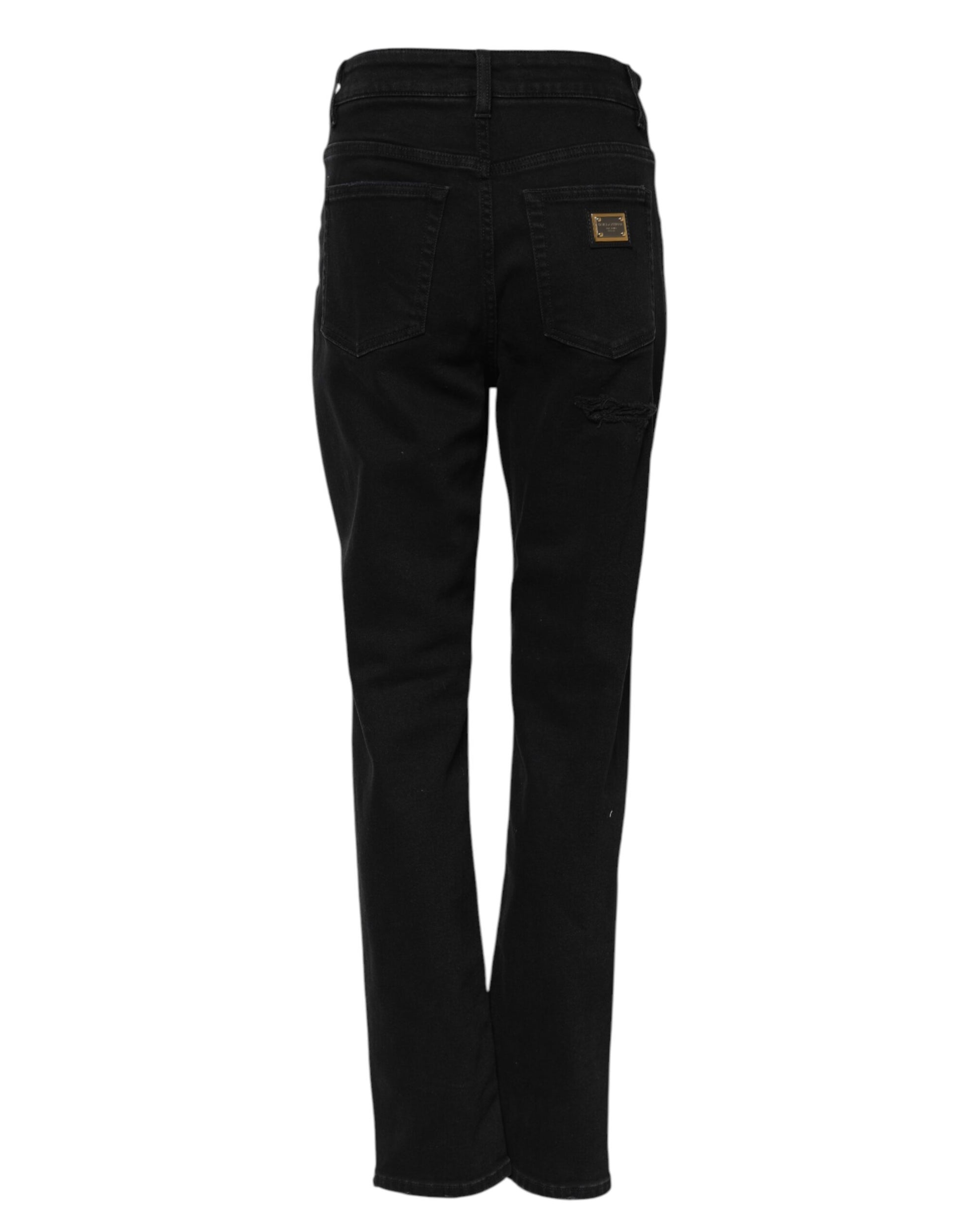 Jean évasé en coton noir Boyfriend Dolce &amp; Gabbana 