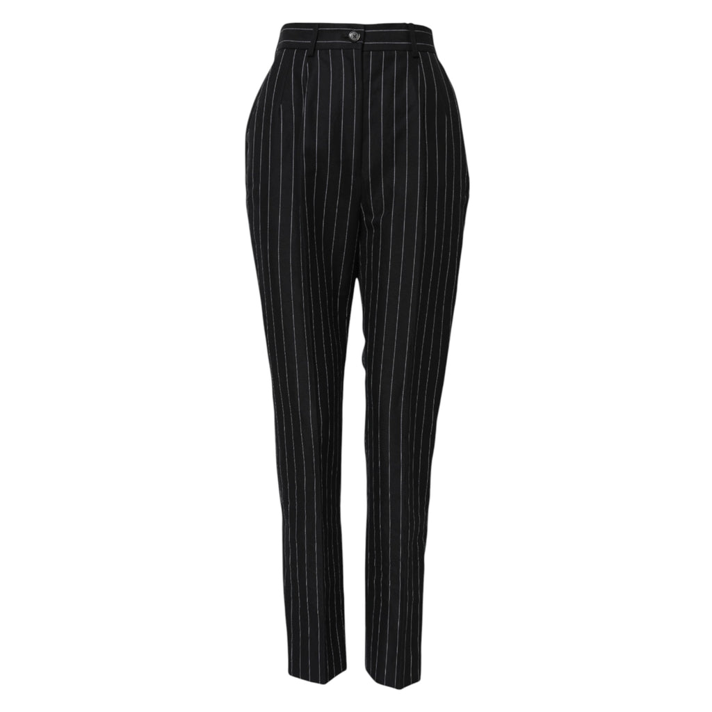 Pantalon fuselé taille haute à rayures noires Dolce &amp; Gabbana 