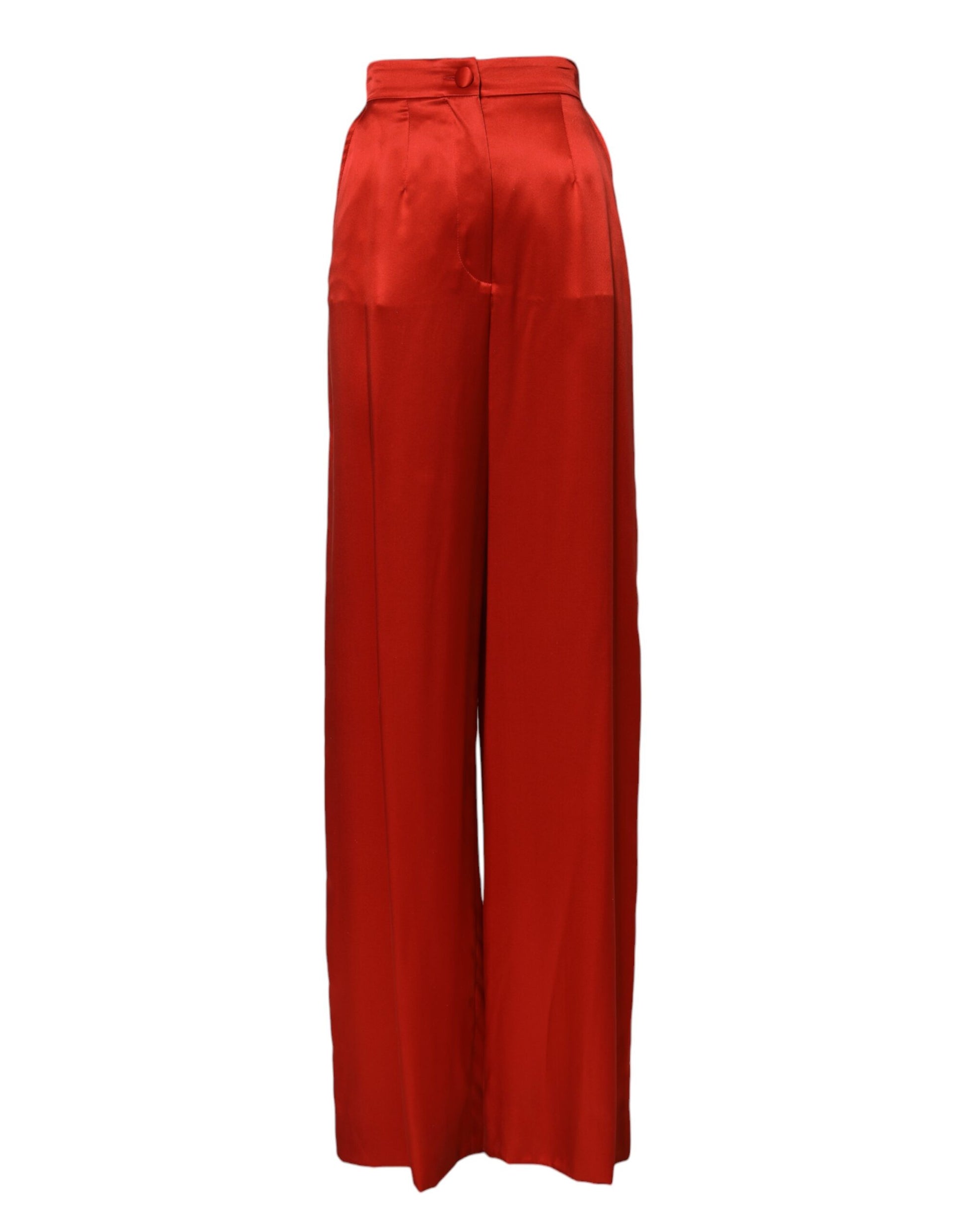 Pantalon large taille haute en satin rouge Dolce &amp; Gabbana 