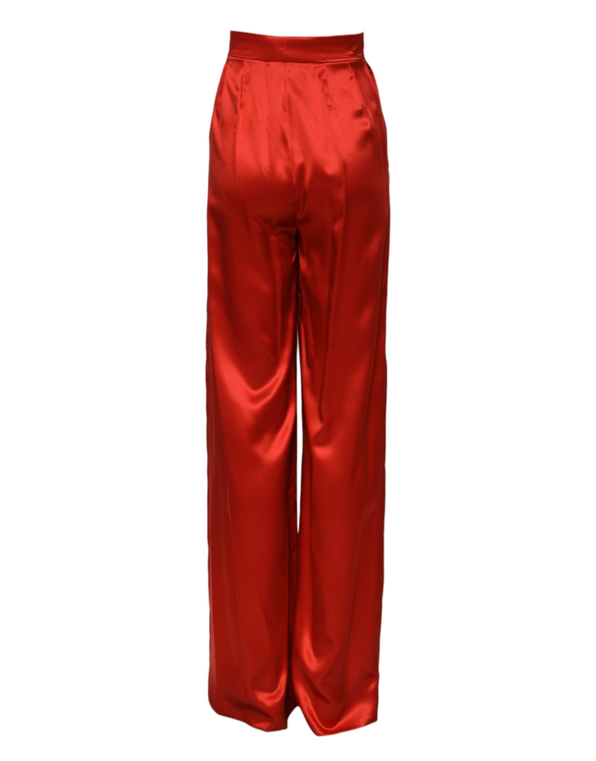 Pantalon large taille haute en satin rouge Dolce &amp; Gabbana 