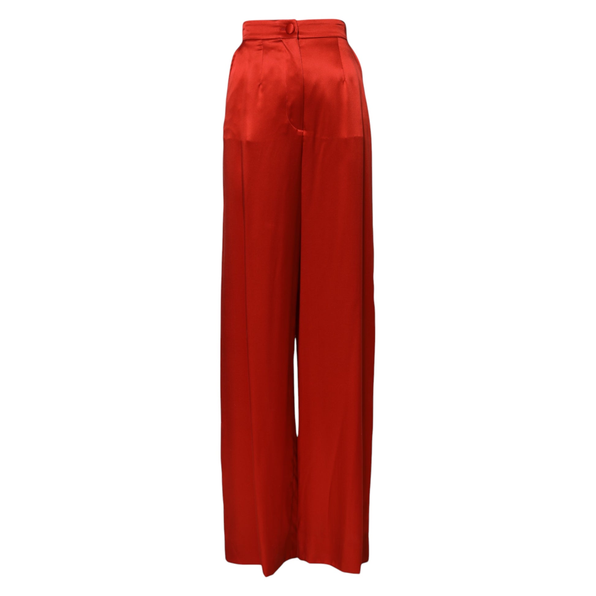Pantalon large taille haute en satin rouge Dolce &amp; Gabbana 