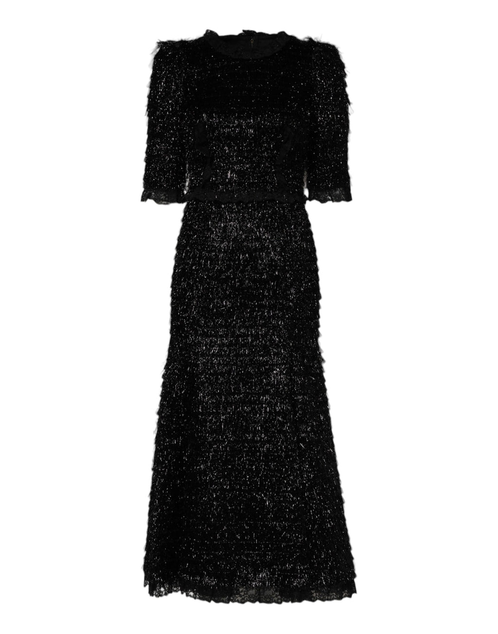 Robe mi-longue trapèze en polyester noir métallisé Dolce &amp; Gabbana