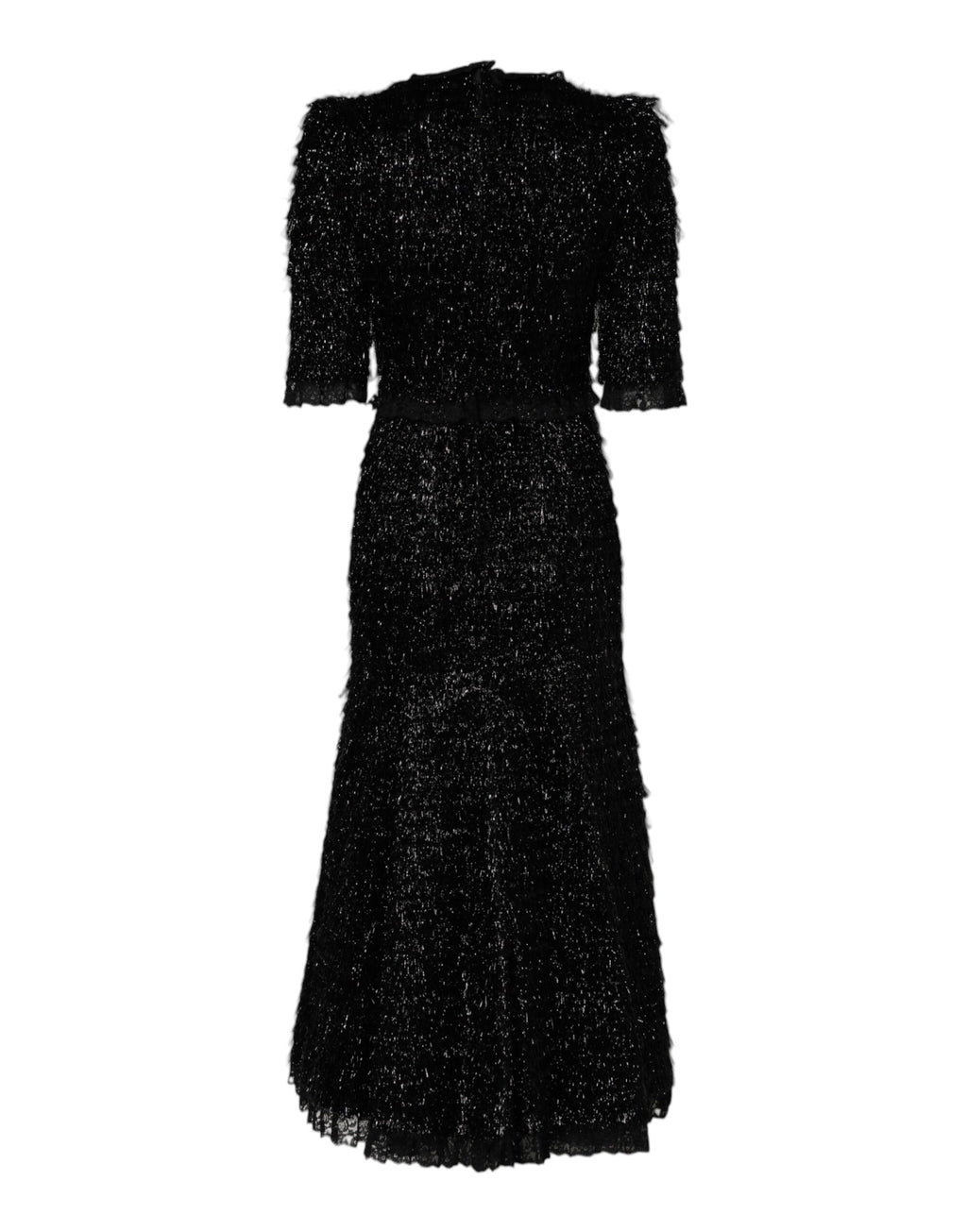 Robe mi-longue trapèze en polyester noir métallisé Dolce &amp; Gabbana