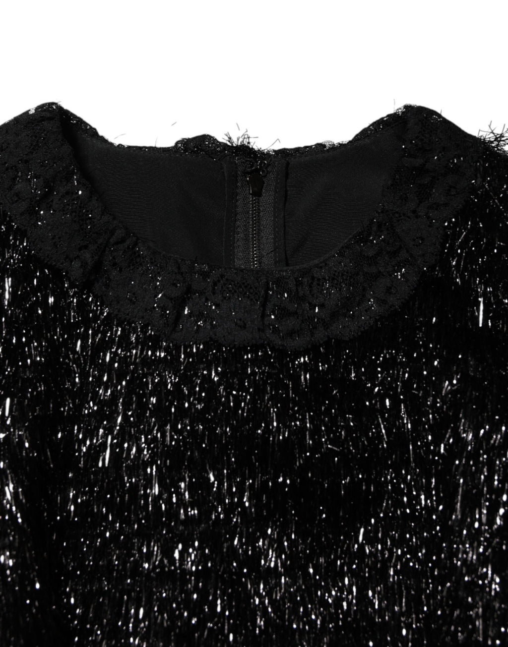 Robe mi-longue trapèze en polyester noir métallisé Dolce &amp; Gabbana