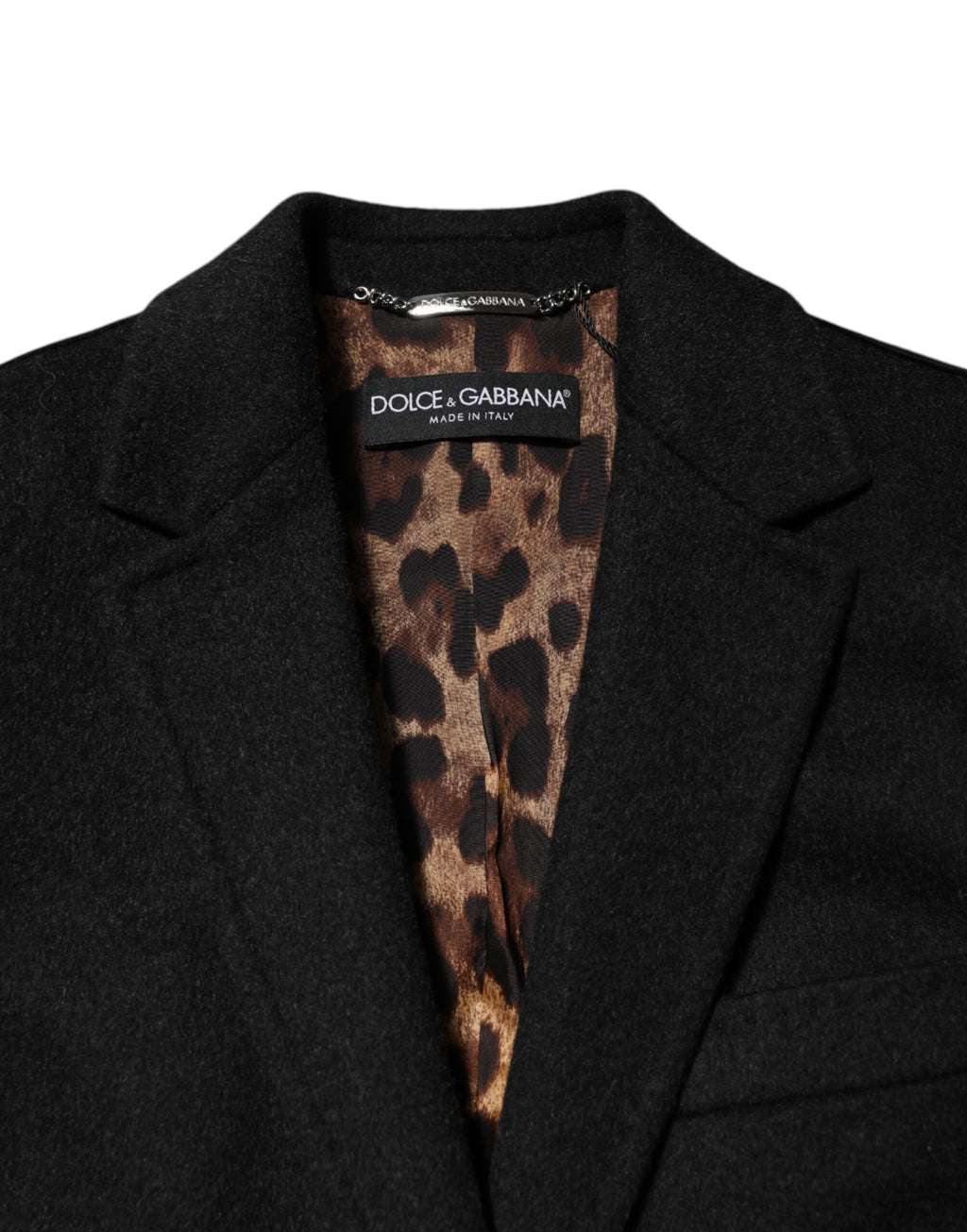 Trench-coat à manches longues en laine noire Dolce &amp; Gabbana