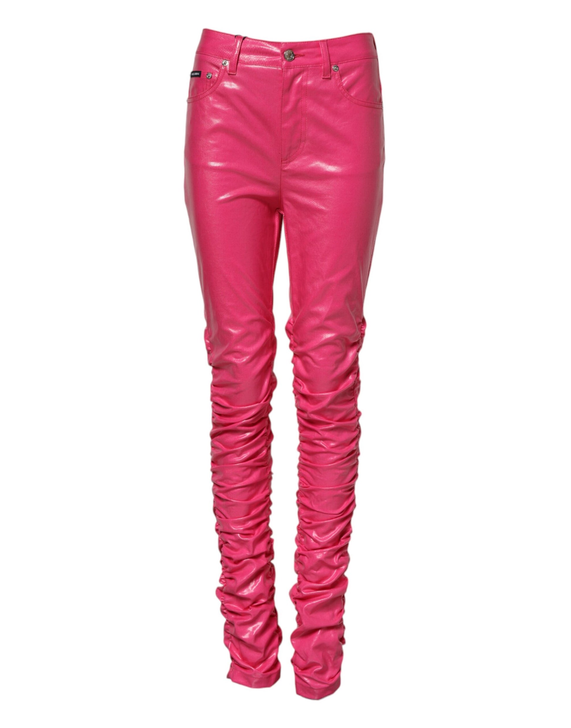 Jean skinny taille haute en coton rose Dolce &amp; Gabbana