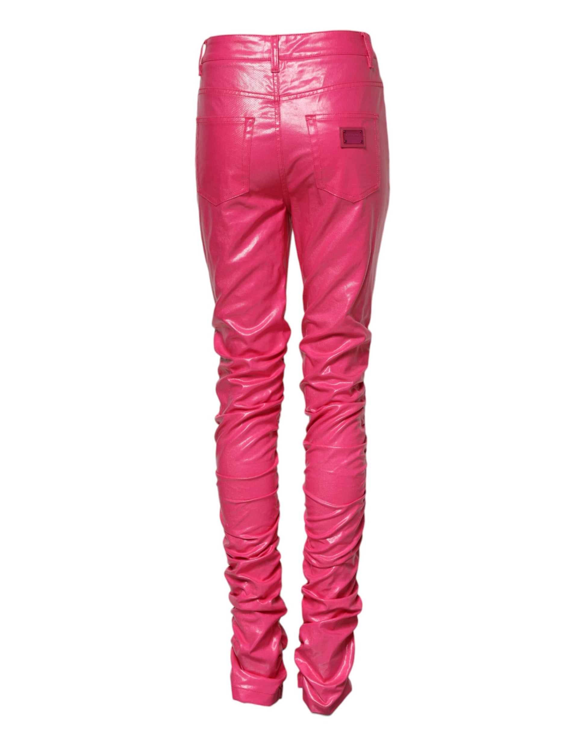 Jean skinny taille haute en coton rose Dolce &amp; Gabbana