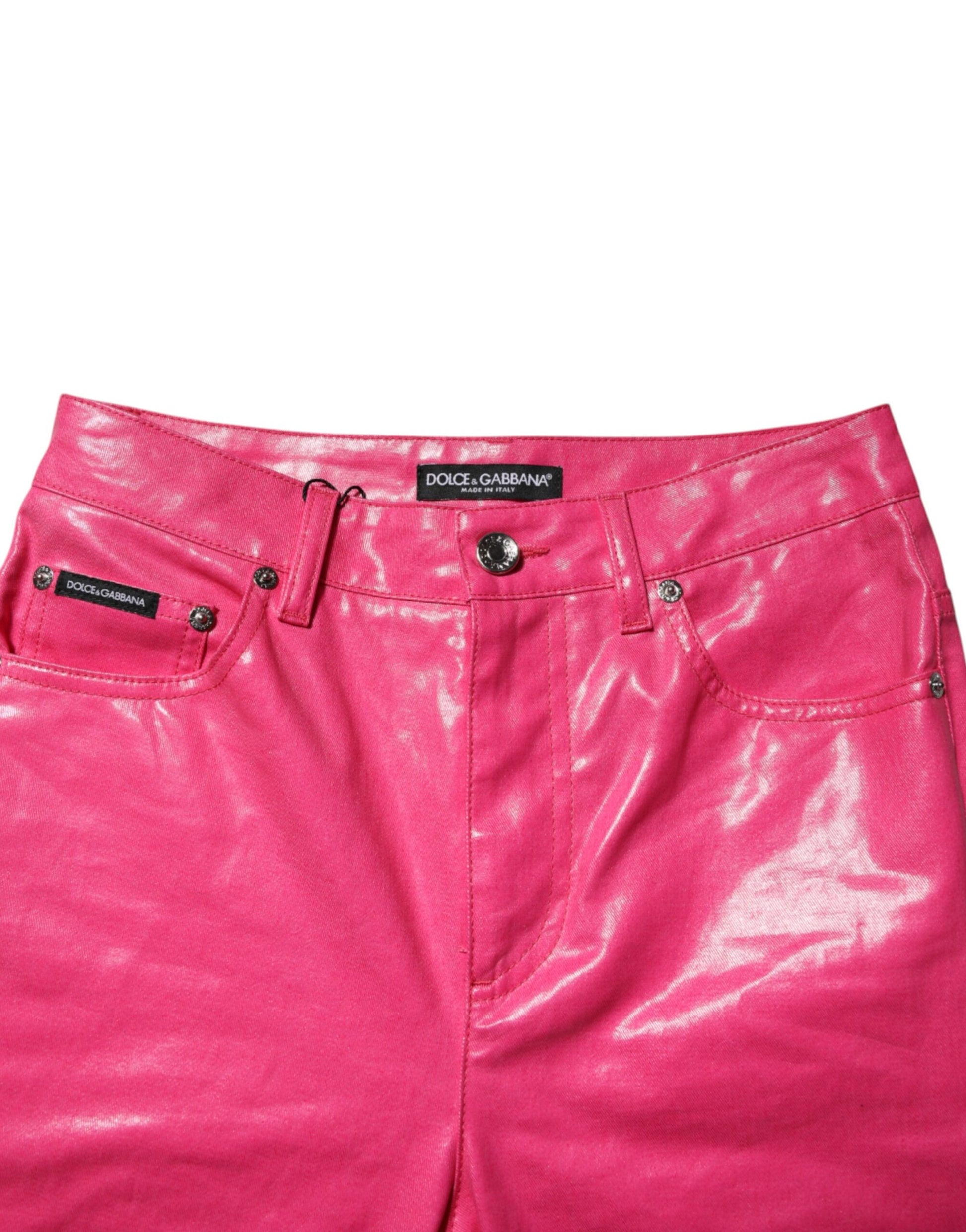 Jean skinny taille haute en coton rose Dolce &amp; Gabbana