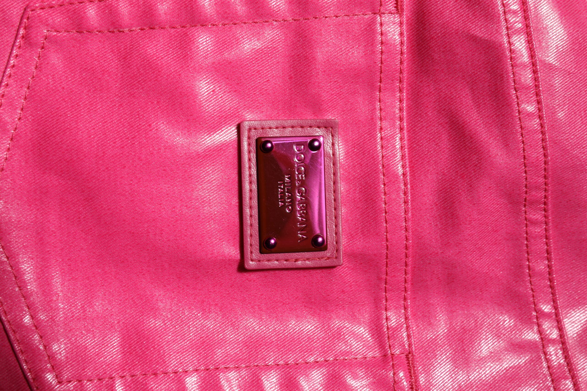 Jean skinny taille haute en coton rose Dolce &amp; Gabbana