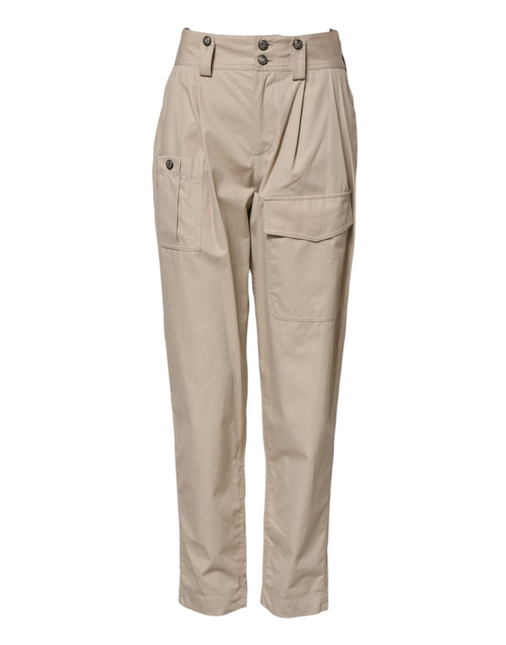 Pantalon taille haute en coton beige Dolce &amp; Gabbana