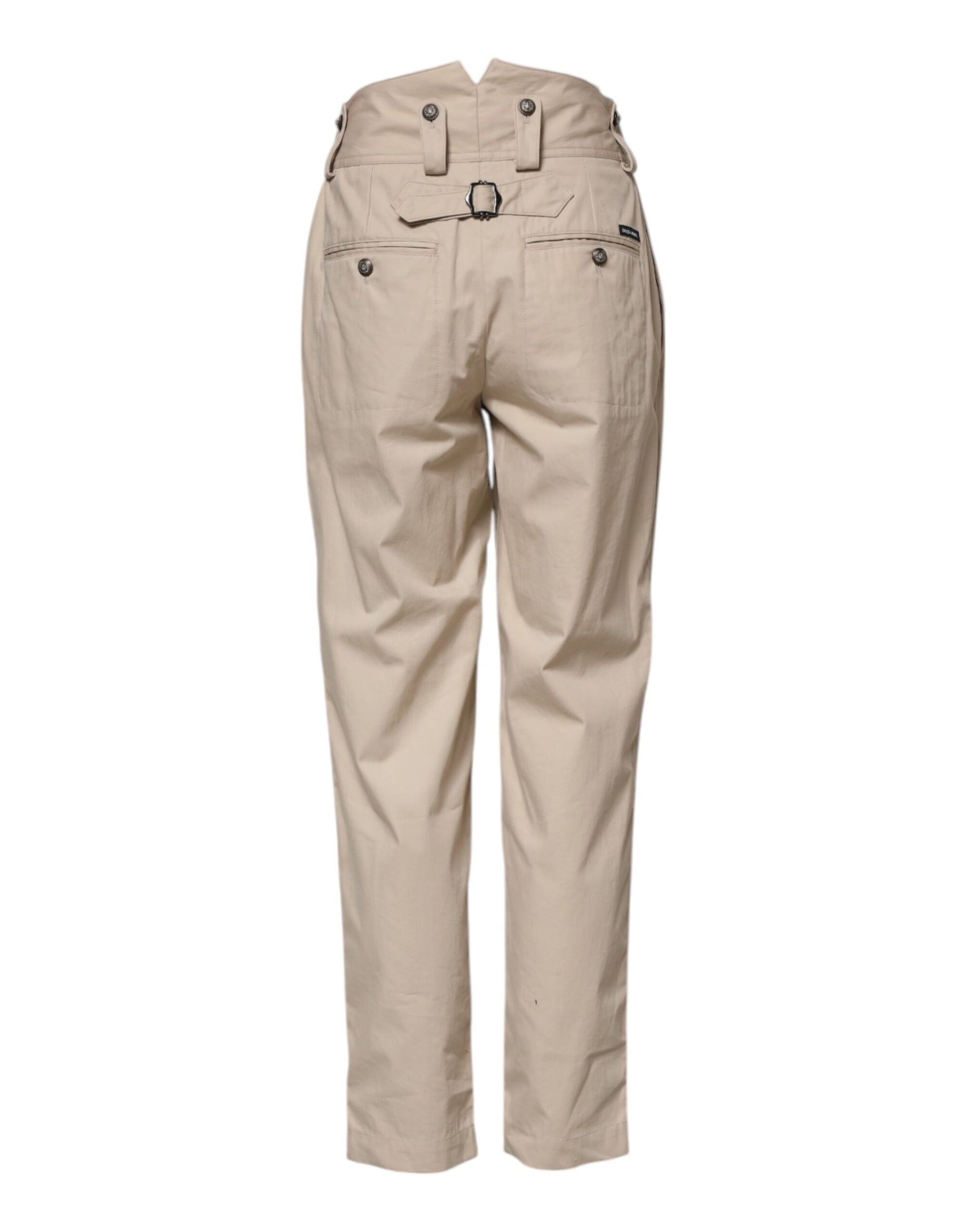 Pantalon taille haute en coton beige Dolce &amp; Gabbana