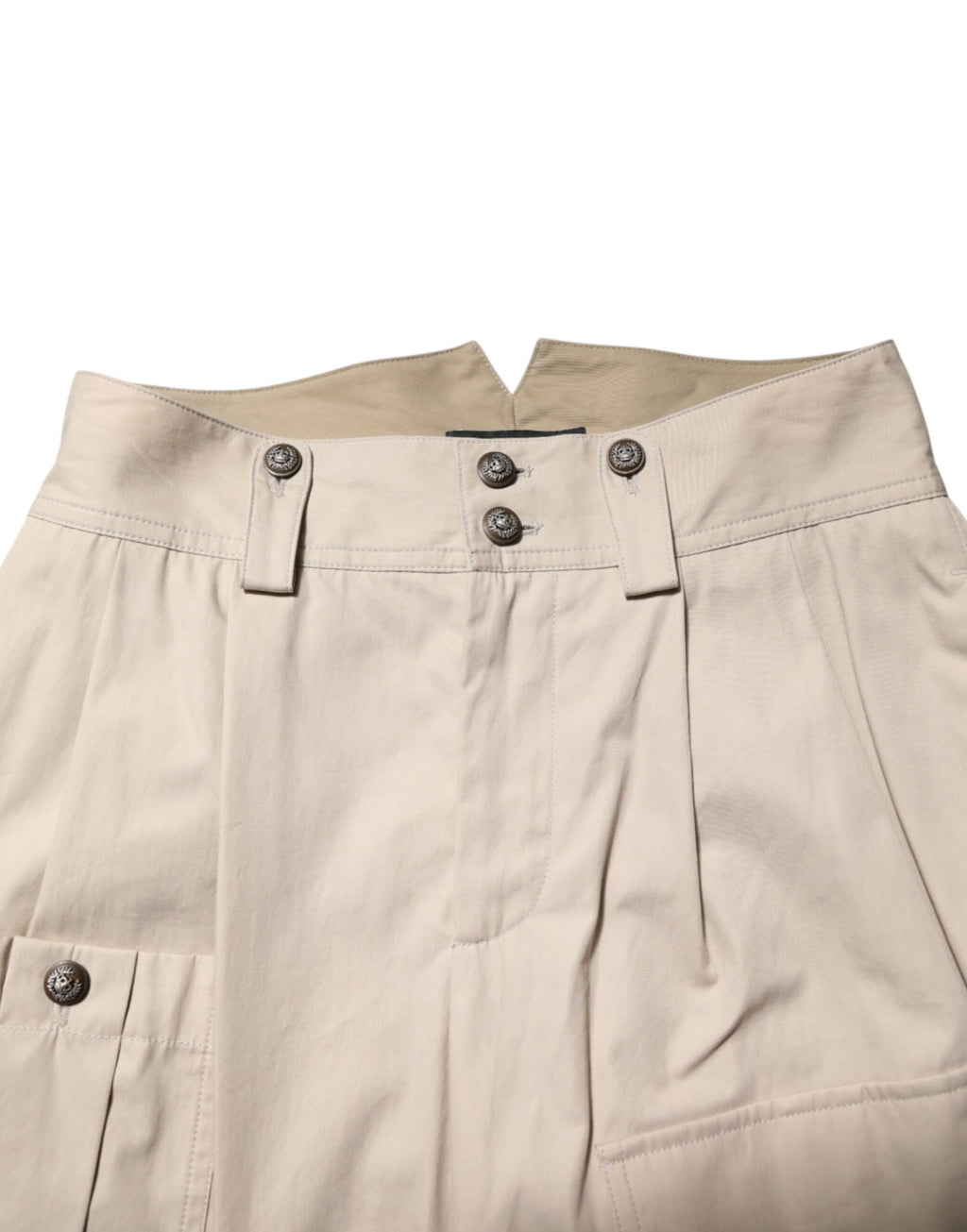 Pantalon taille haute en coton beige Dolce &amp; Gabbana