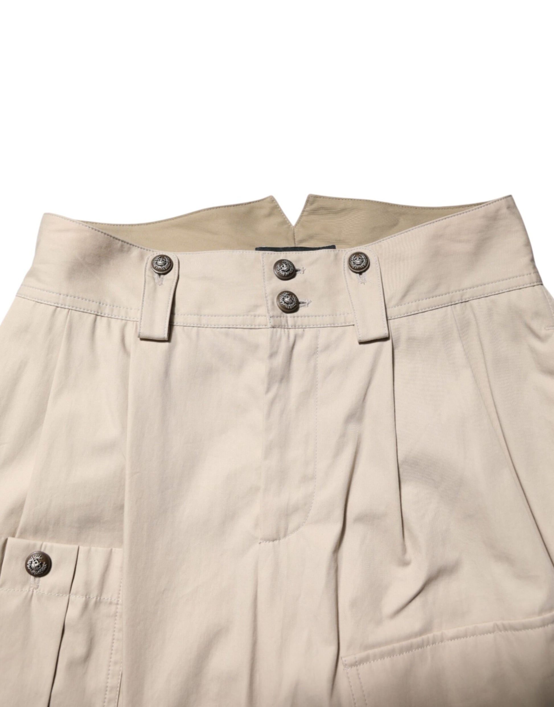 Pantalon taille haute en coton beige Dolce &amp; Gabbana