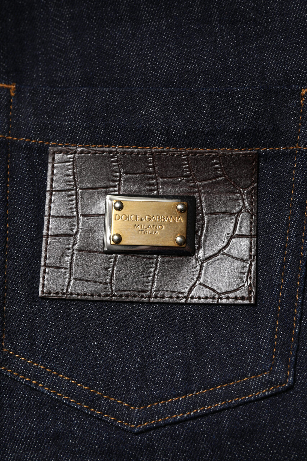 Jean évasé taille haute en coton bleu Dolce &amp; Gabbana 