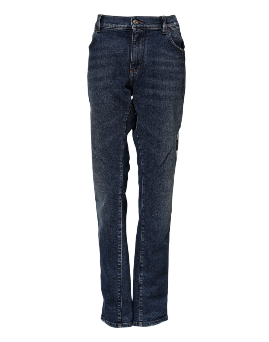 Jean droit taille moyenne en coton bleu Dolce &amp; Gabbana 