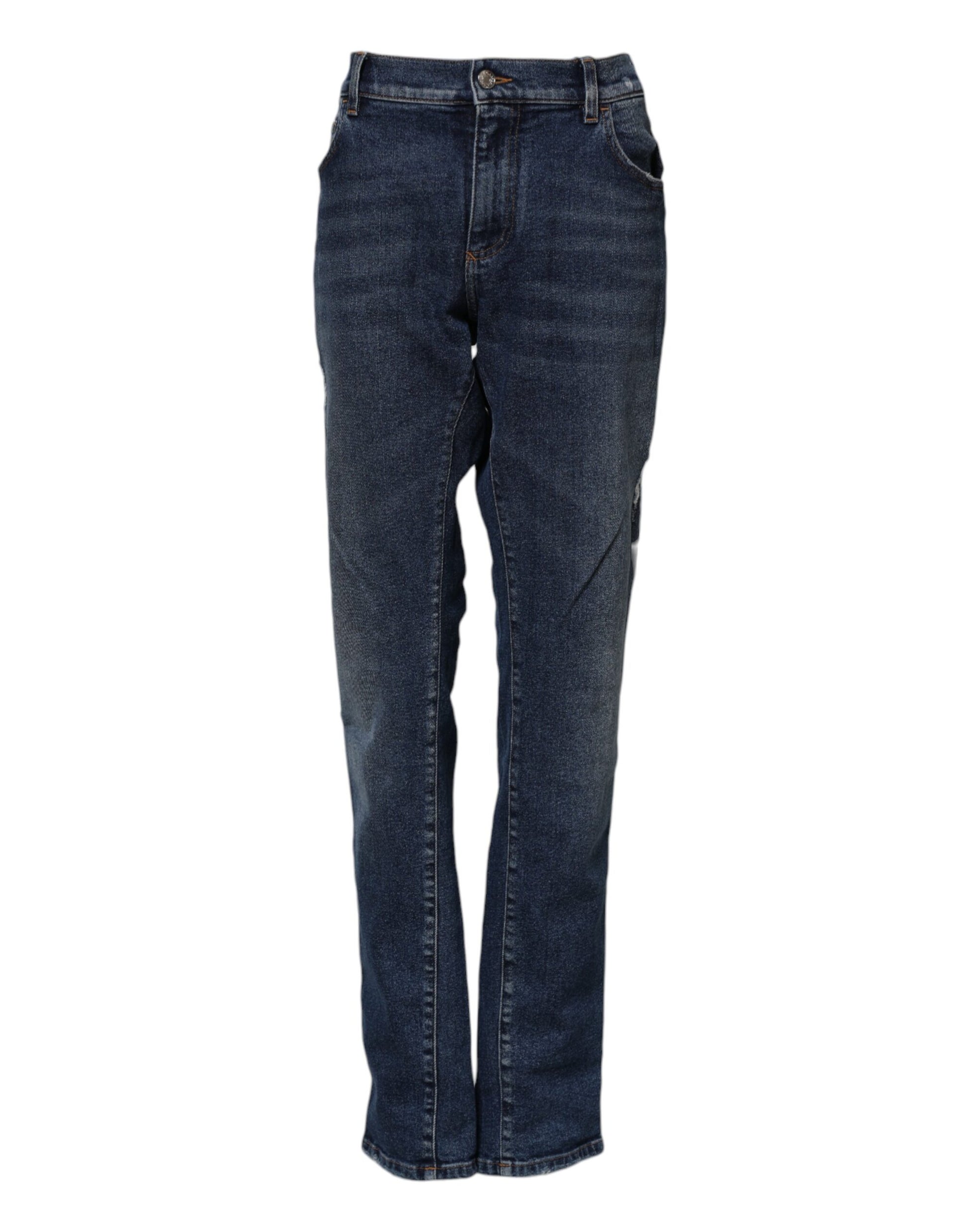Jean droit taille moyenne en coton bleu Dolce &amp; Gabbana 