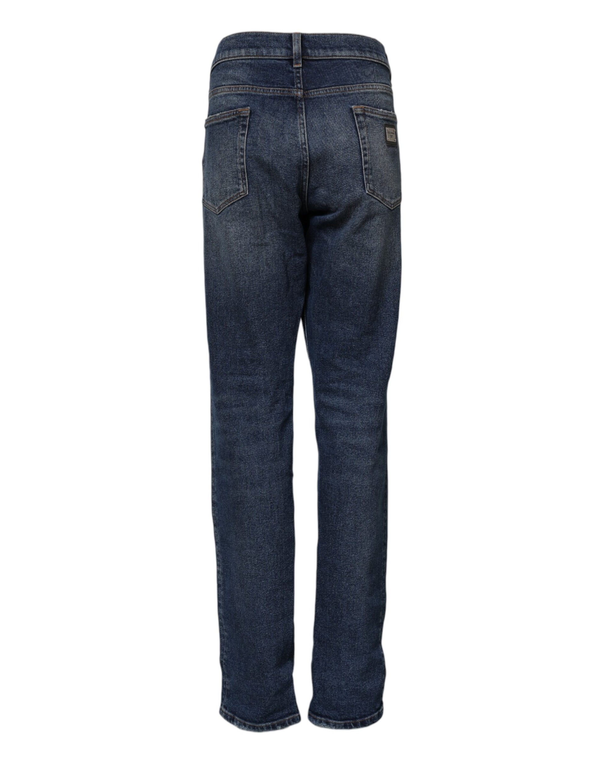 Jean droit taille moyenne en coton bleu Dolce &amp; Gabbana 