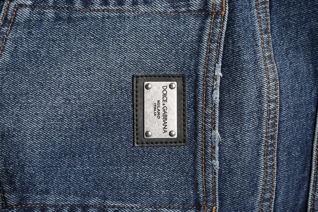 Jean droit taille moyenne en coton bleu Dolce &amp; Gabbana 