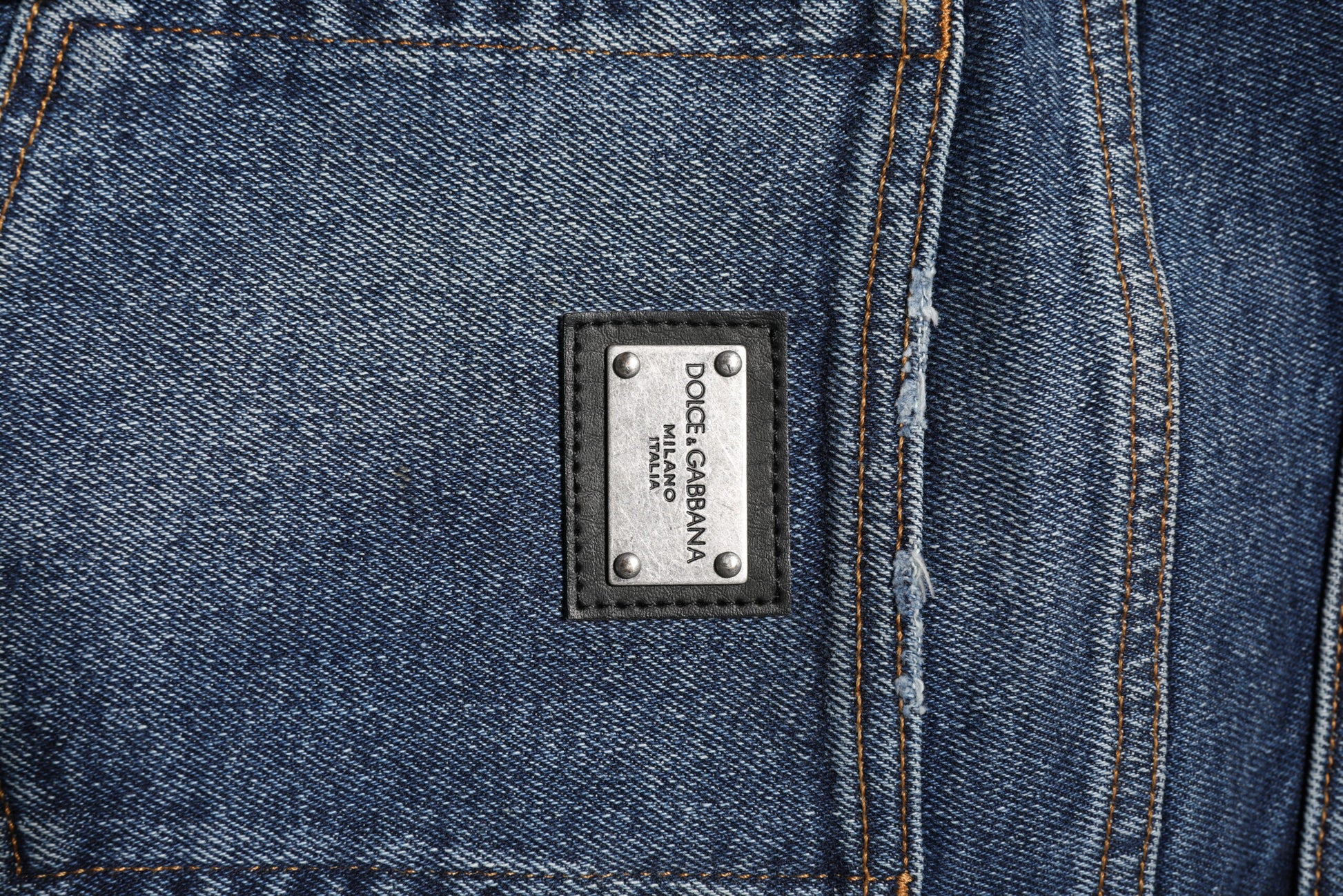 Jean droit taille moyenne en coton bleu Dolce &amp; Gabbana 