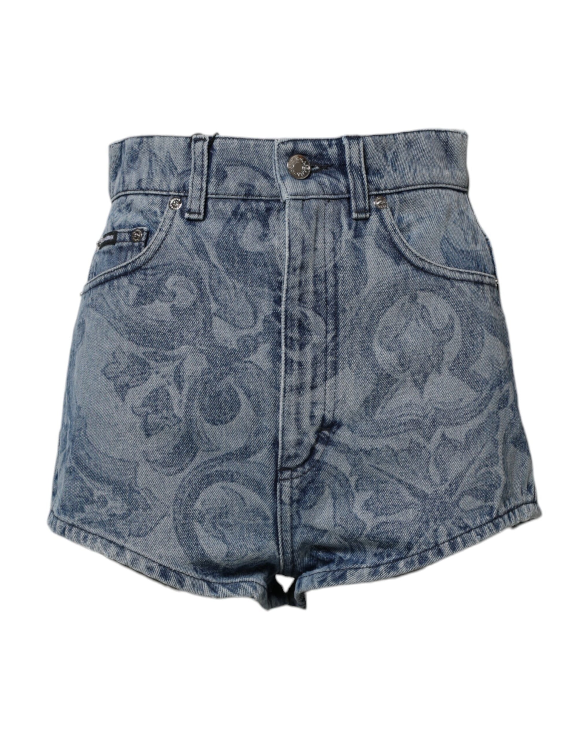 Short en denim bleu à imprimé floral Dolce &amp; Gabbana