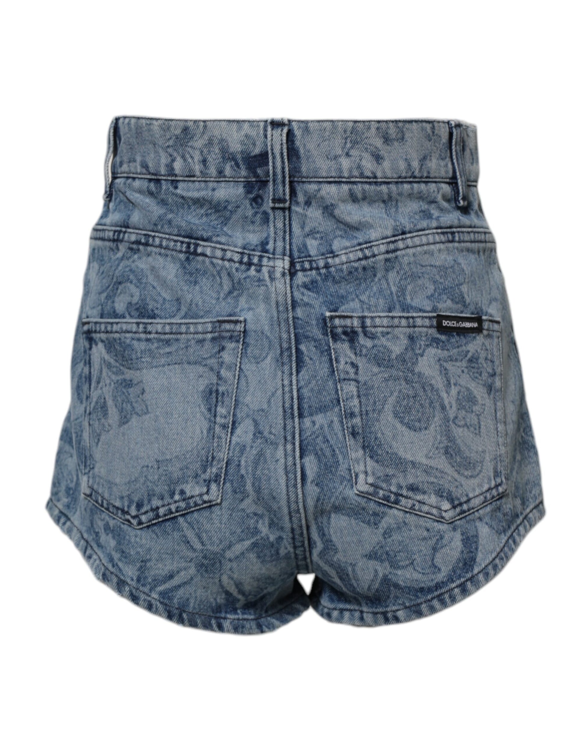 Short en denim bleu à imprimé floral Dolce &amp; Gabbana