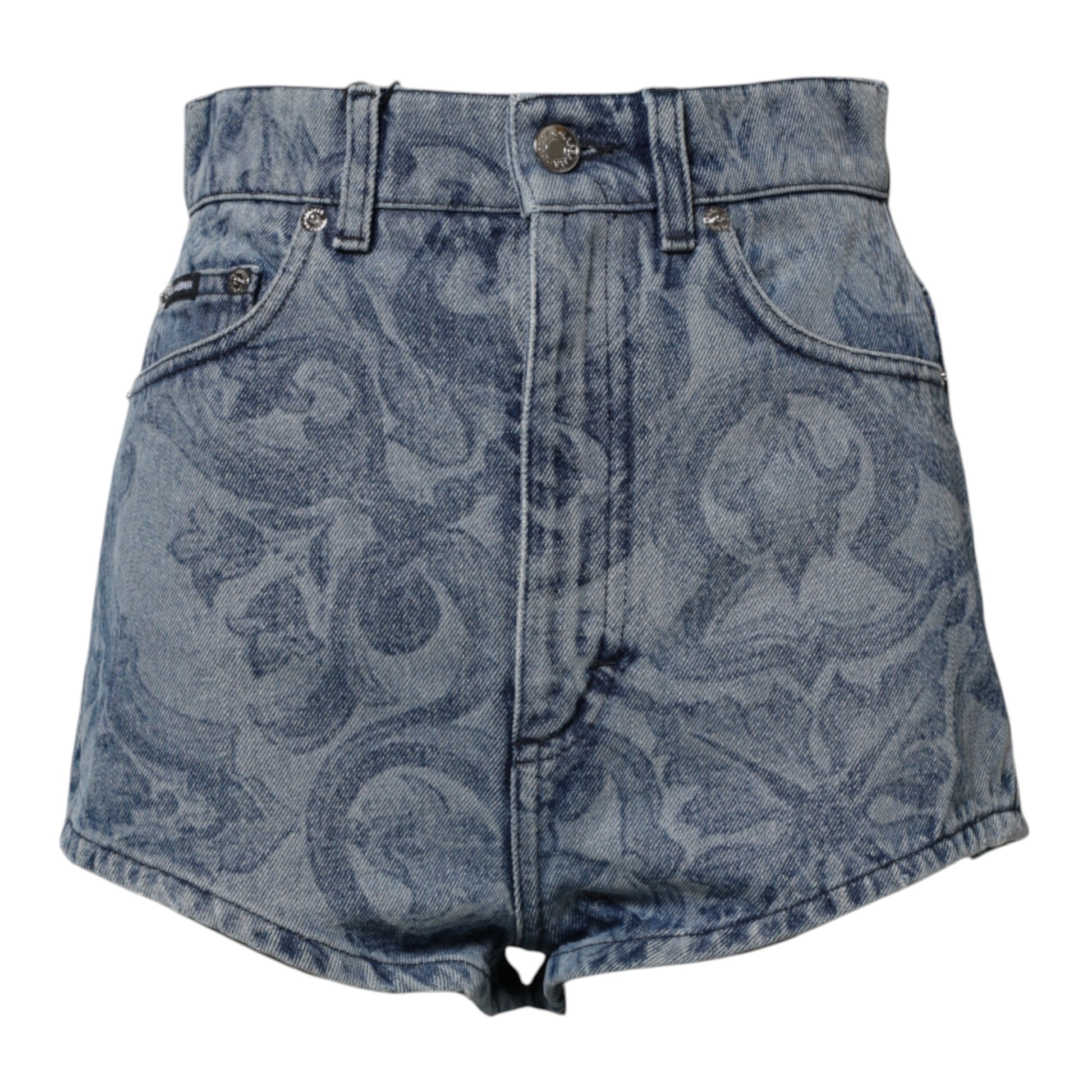 Short en denim bleu à imprimé floral Dolce &amp; Gabbana