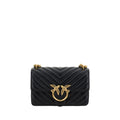 PINKO Black Calf Leather Bos Taurus Shoulder Bag