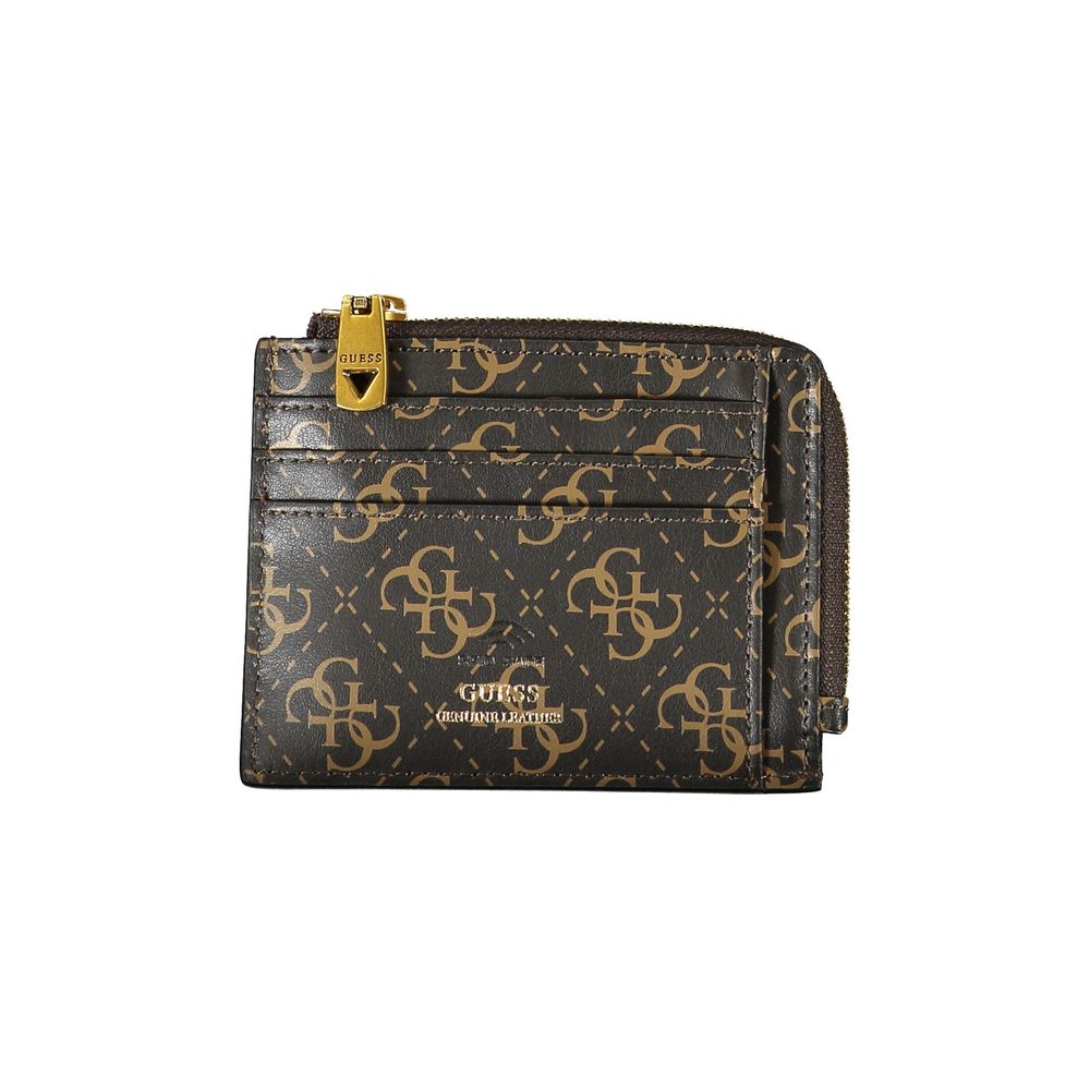 Portefeuille Guess Jeans en cuir marron